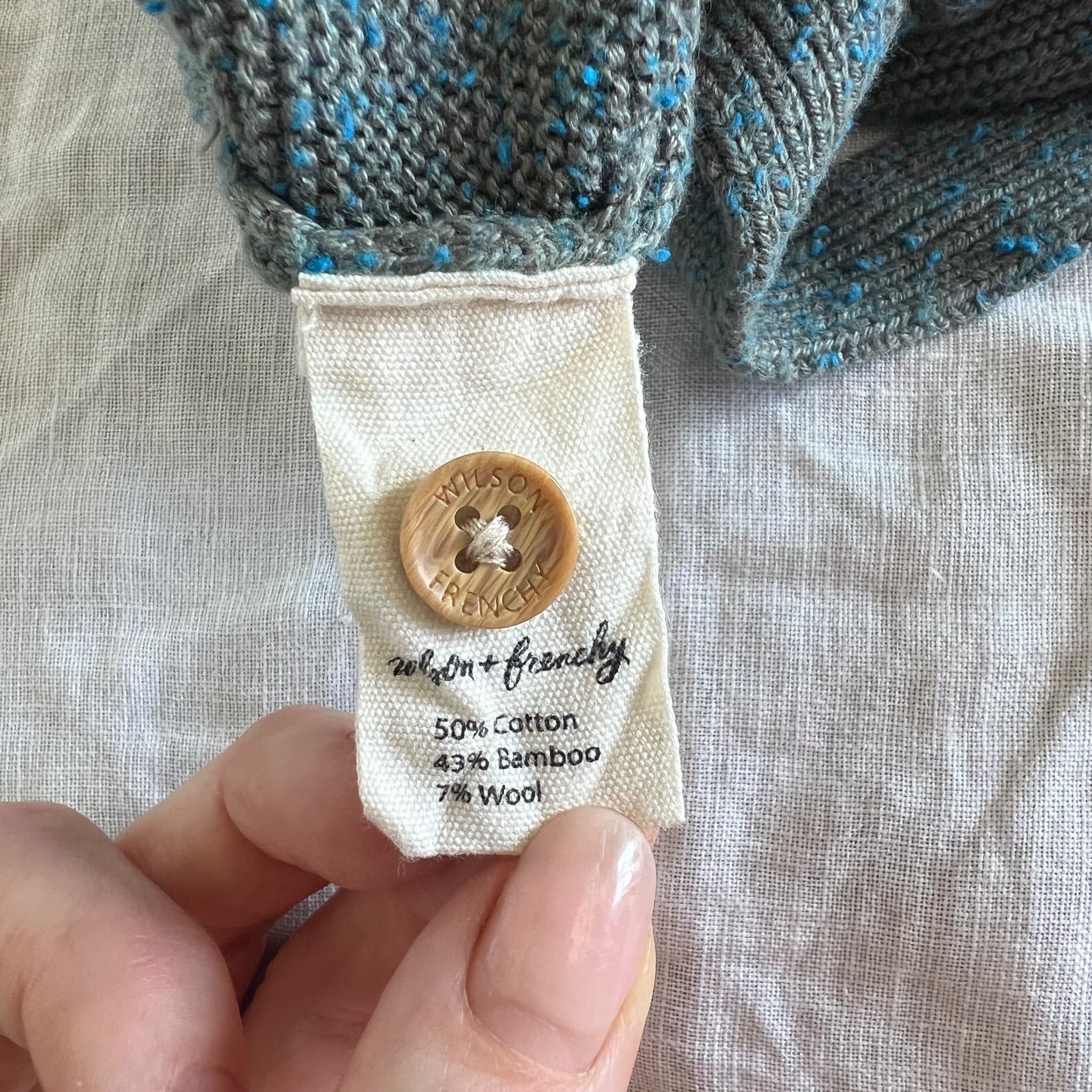Wilson + Frenchy Knit Overalls - Blue Speckled Cotton Blend Baby Romper — photo 6 of 6