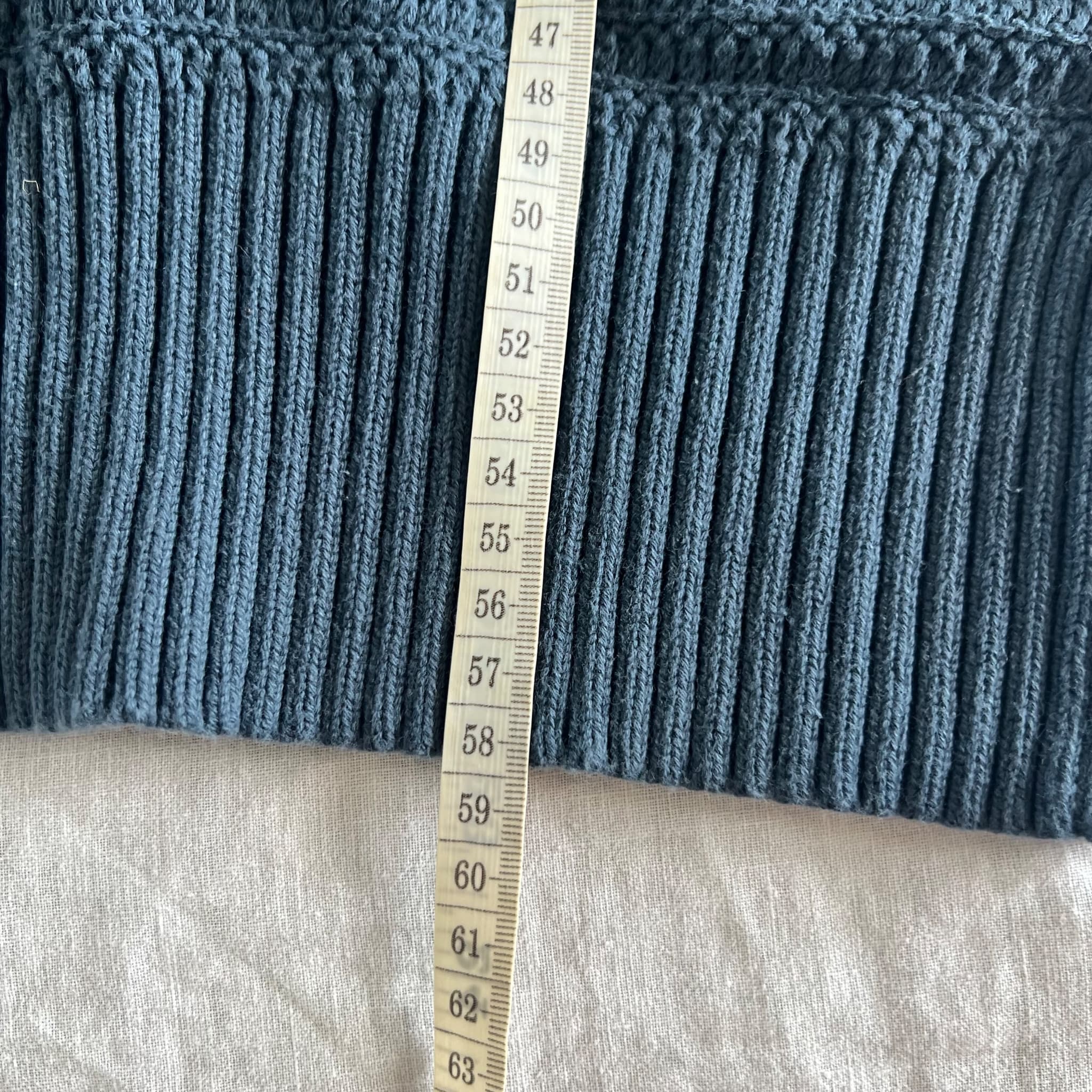 Witchery Dark Navy Textured Knit Sweater - Puff Sleeve Cotton Size S — photo 5 of 11