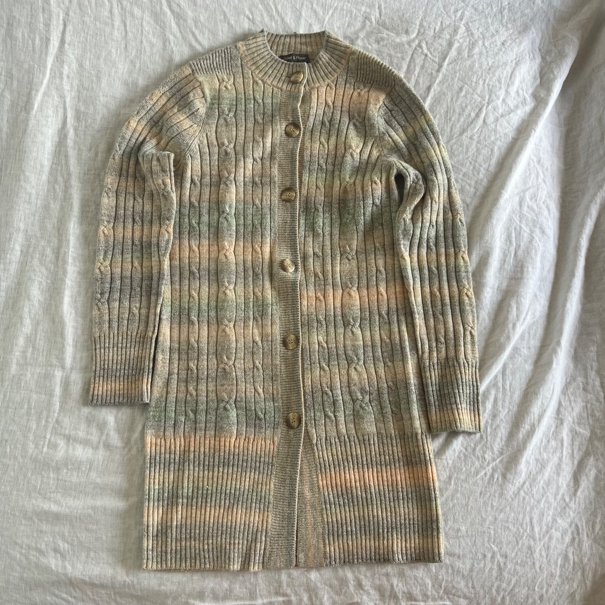 Zaket & Plover Multi-Colored Ribbed Knit Button-Down Cardigan — photo 3 of 9