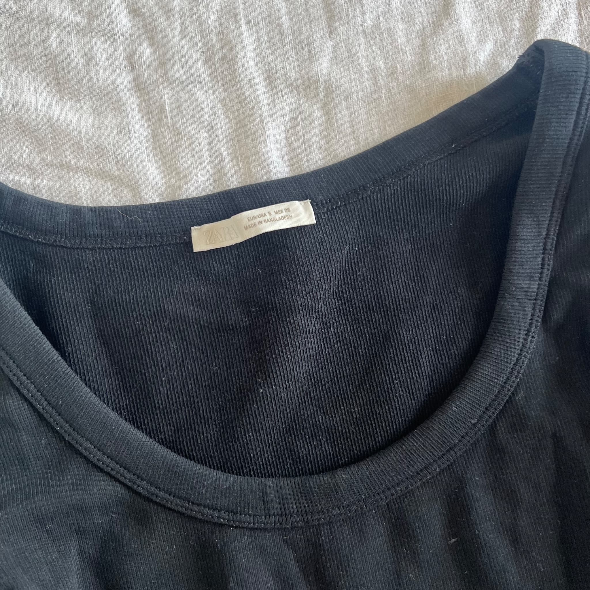 Zara Ribbed Long Sleeve Scoop Neck Top Black Size S — photo 4 of 10