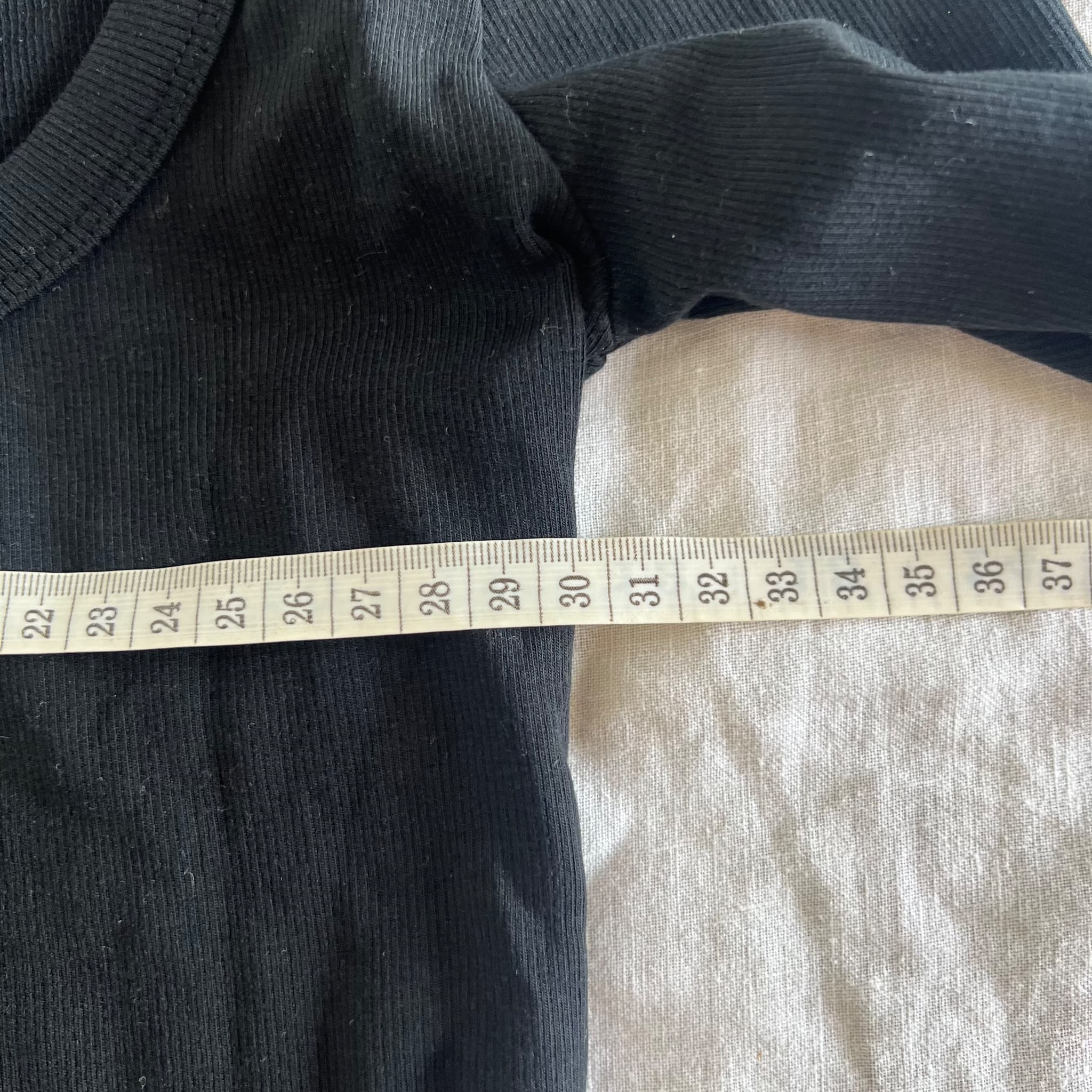 Zara Ribbed Long Sleeve Scoop Neck Top Black Size S — photo 5 of 10