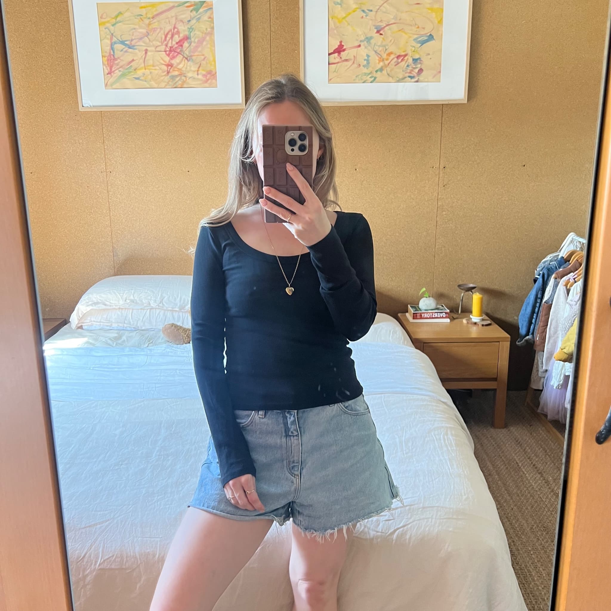 Zara Ribbed Long Sleeve Scoop Neck Top Black Size S — photo 10 of 10
