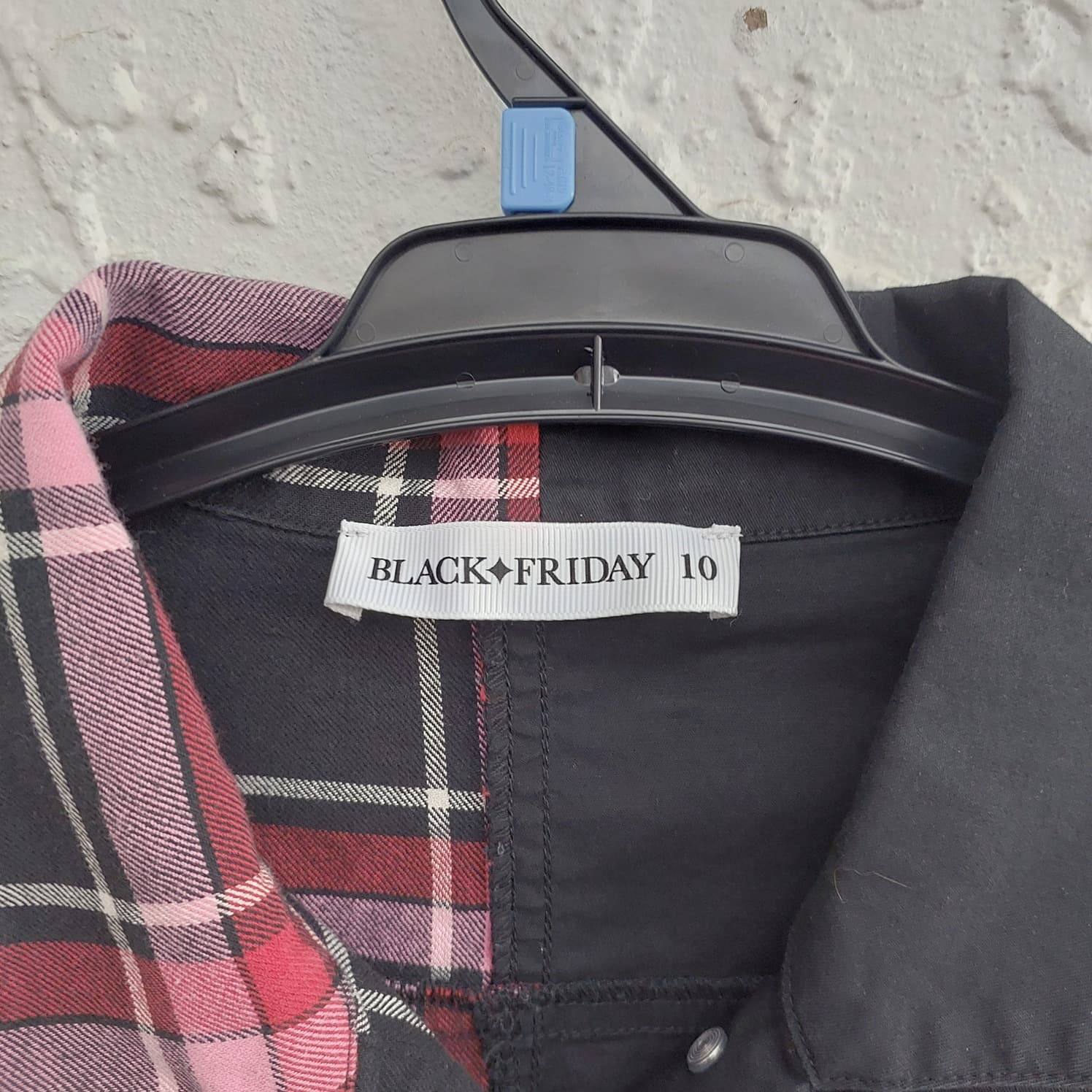 BLACK FRIDAY Split Plaid Cropped Jacket, Black and Red, Size 10 — photo 2 of 10