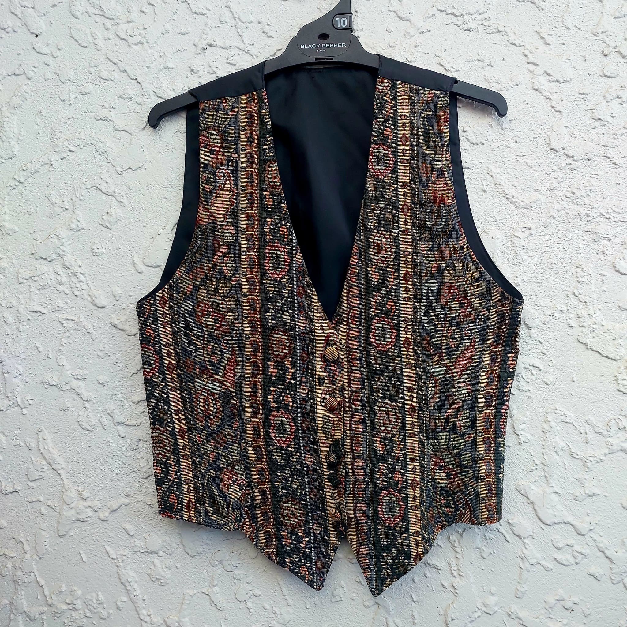 BLACK PEPPER Tapestry Waistcoat Vest, Floral Pattern, Size 10 — photo 1 of 9