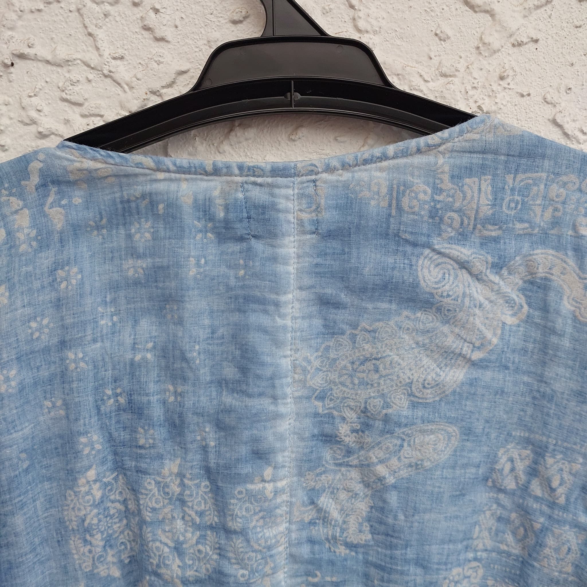 CAJU DESIGNS Blue Beaded Cotton Boho Tunic Top (Size M) — photo 8 of 10