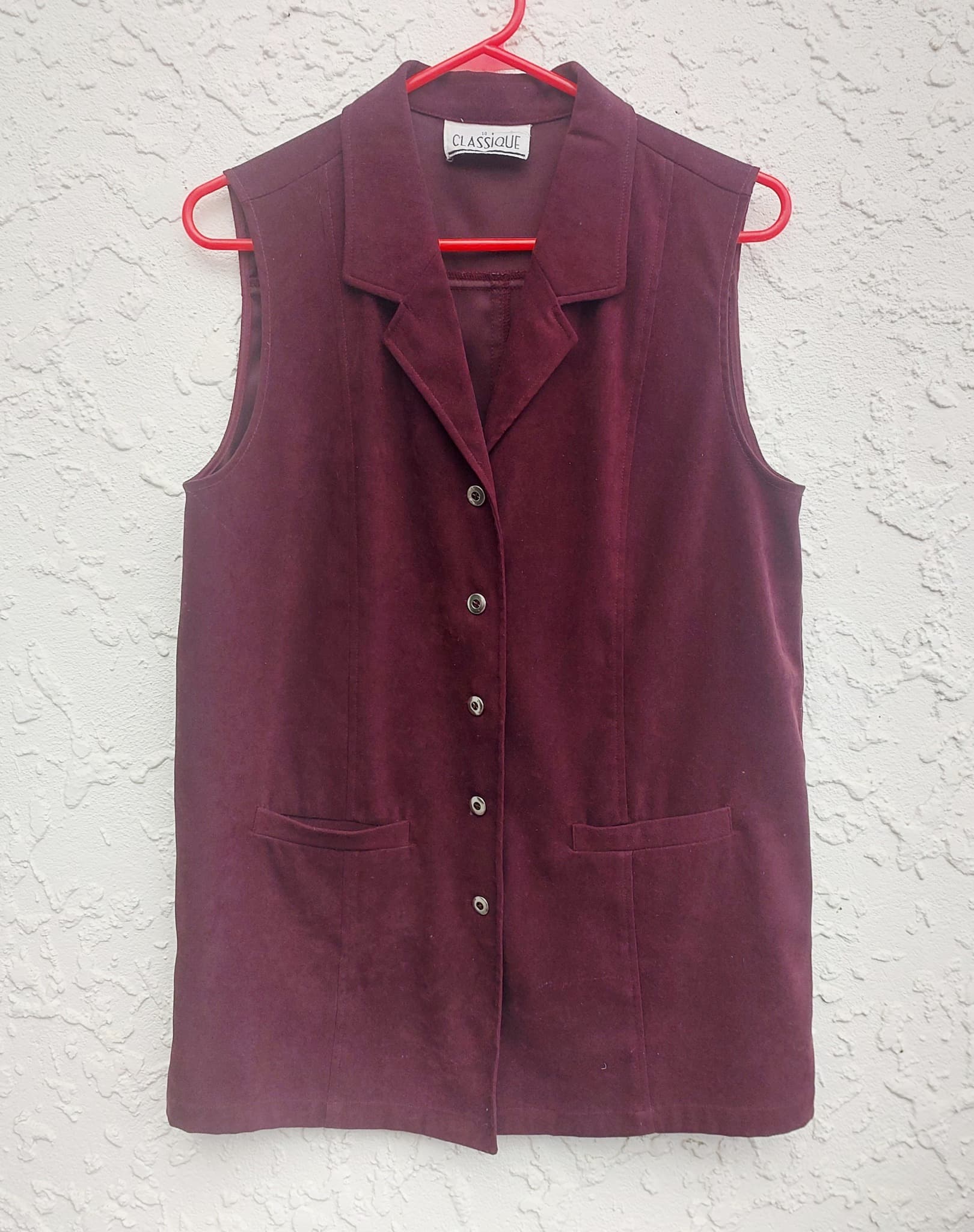 CLASSIQUE Button-Down Vest, Burgundy, Size 10 — photo 1 of 10