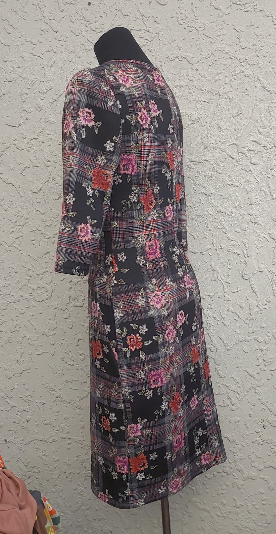 Contempo Sheath Dress, Floral and Plaid Print, Size 8 — photo 4 of 10