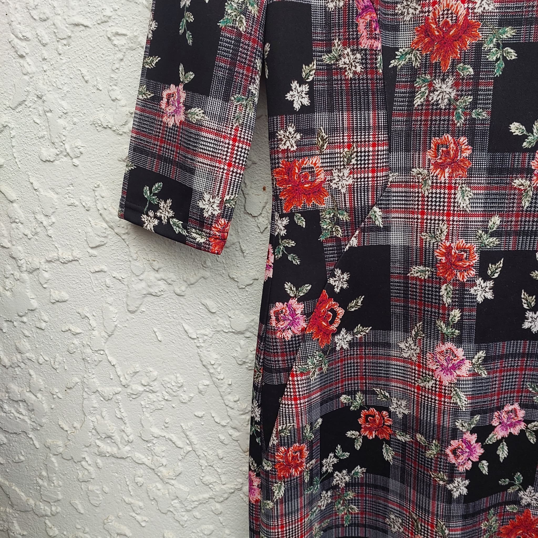 Contempo Sheath Dress, Floral and Plaid Print, Size 8 — photo 7 of 10