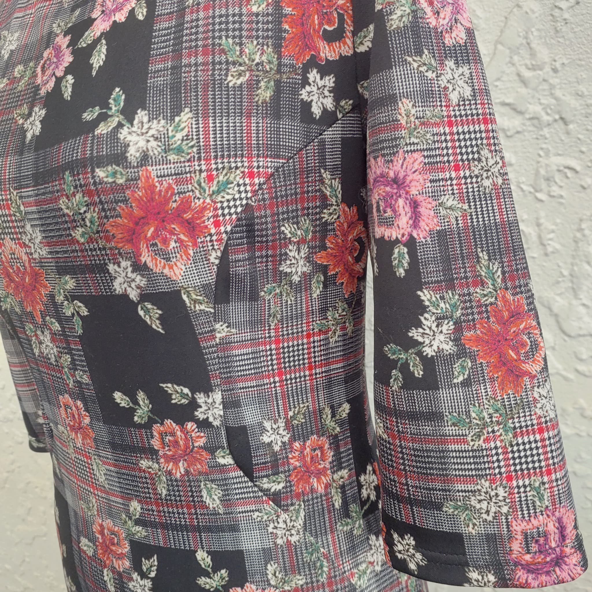 Contempo Sheath Dress, Floral and Plaid Print, Size 8 — photo 8 of 10