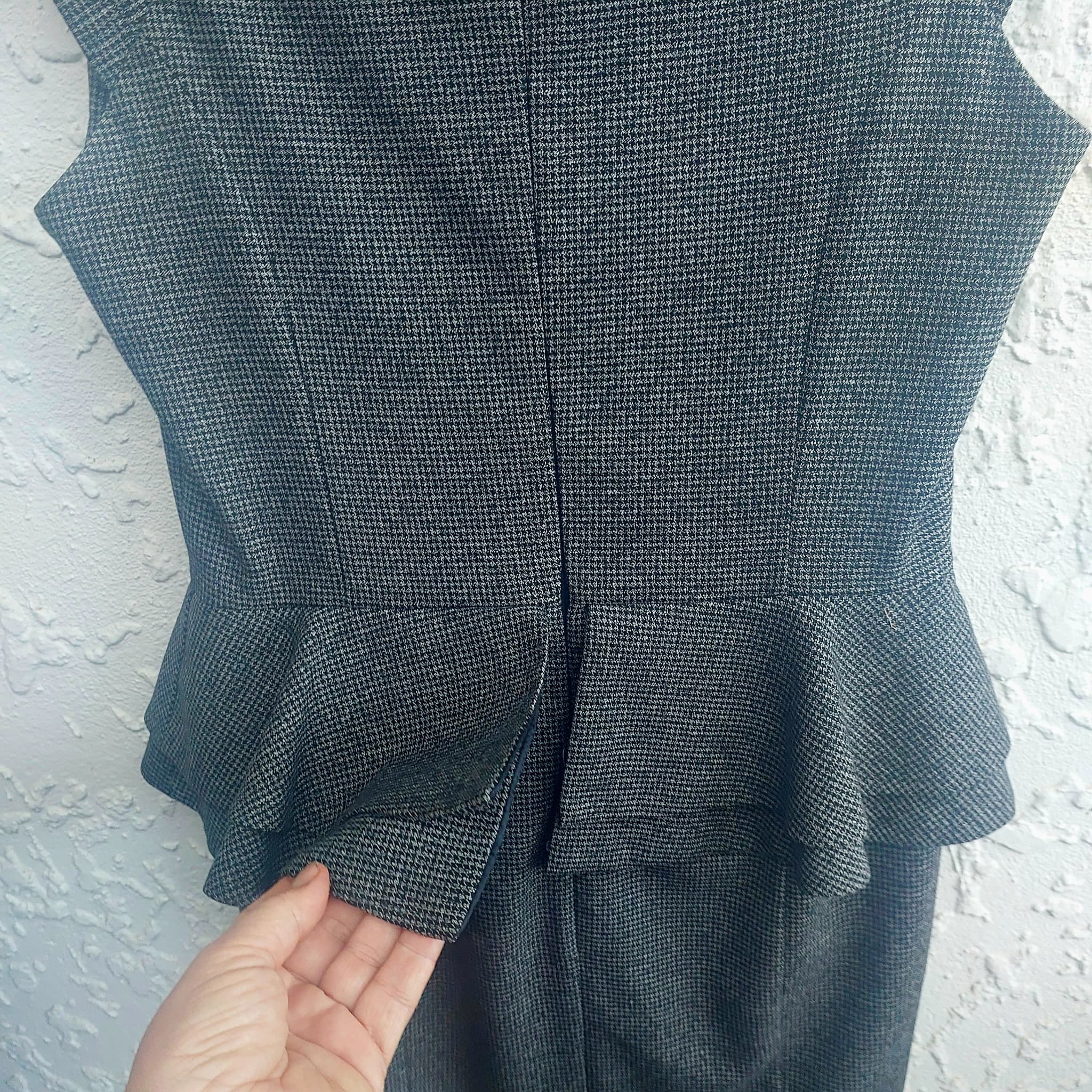 CUE Houndstooth Peplum Sheath Dress, Black and White, Size 10 — photo 6 of 9