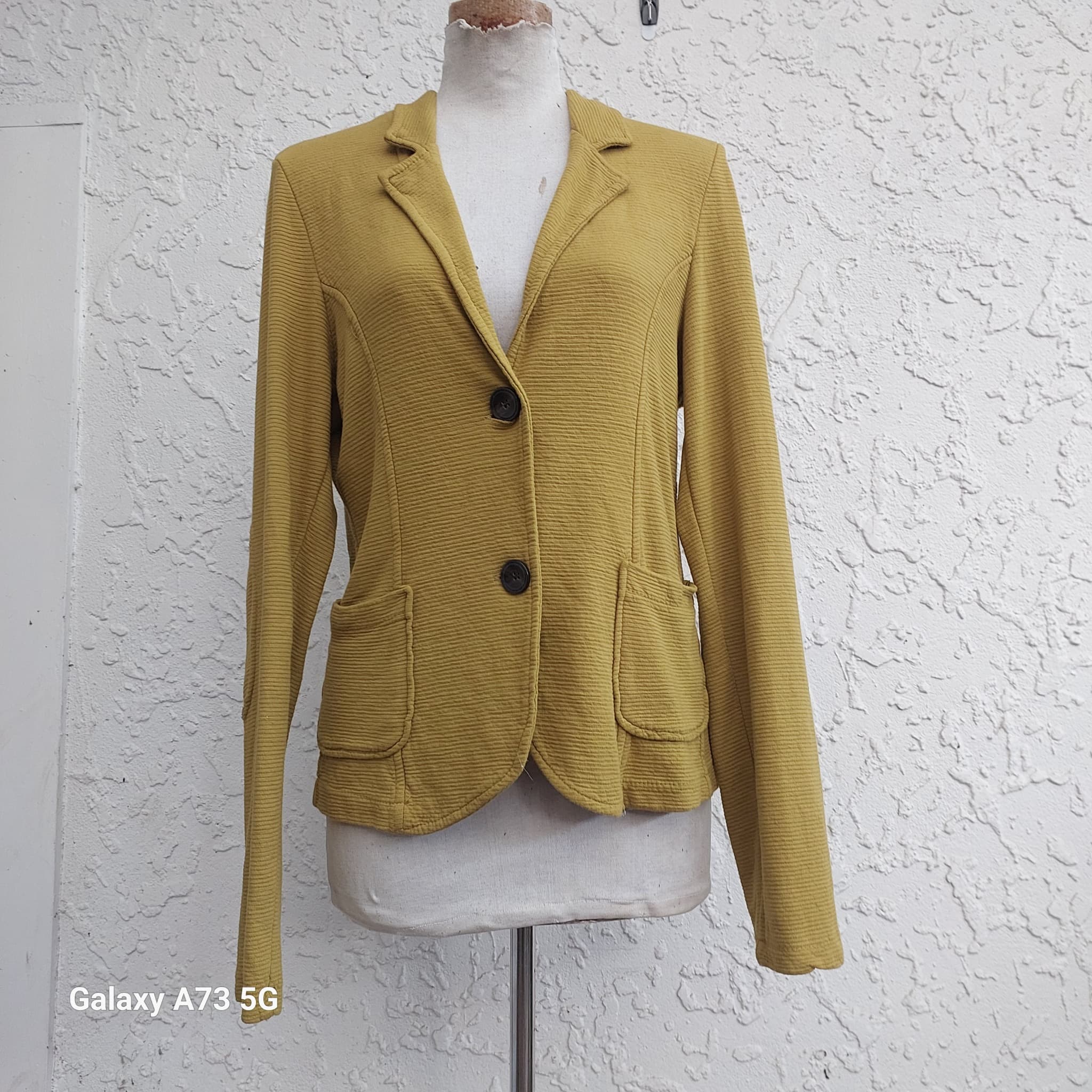 DR. BLOOM Textured Knit Blazer, Mustard Yellow, Size L/XL — photo 1 of 9