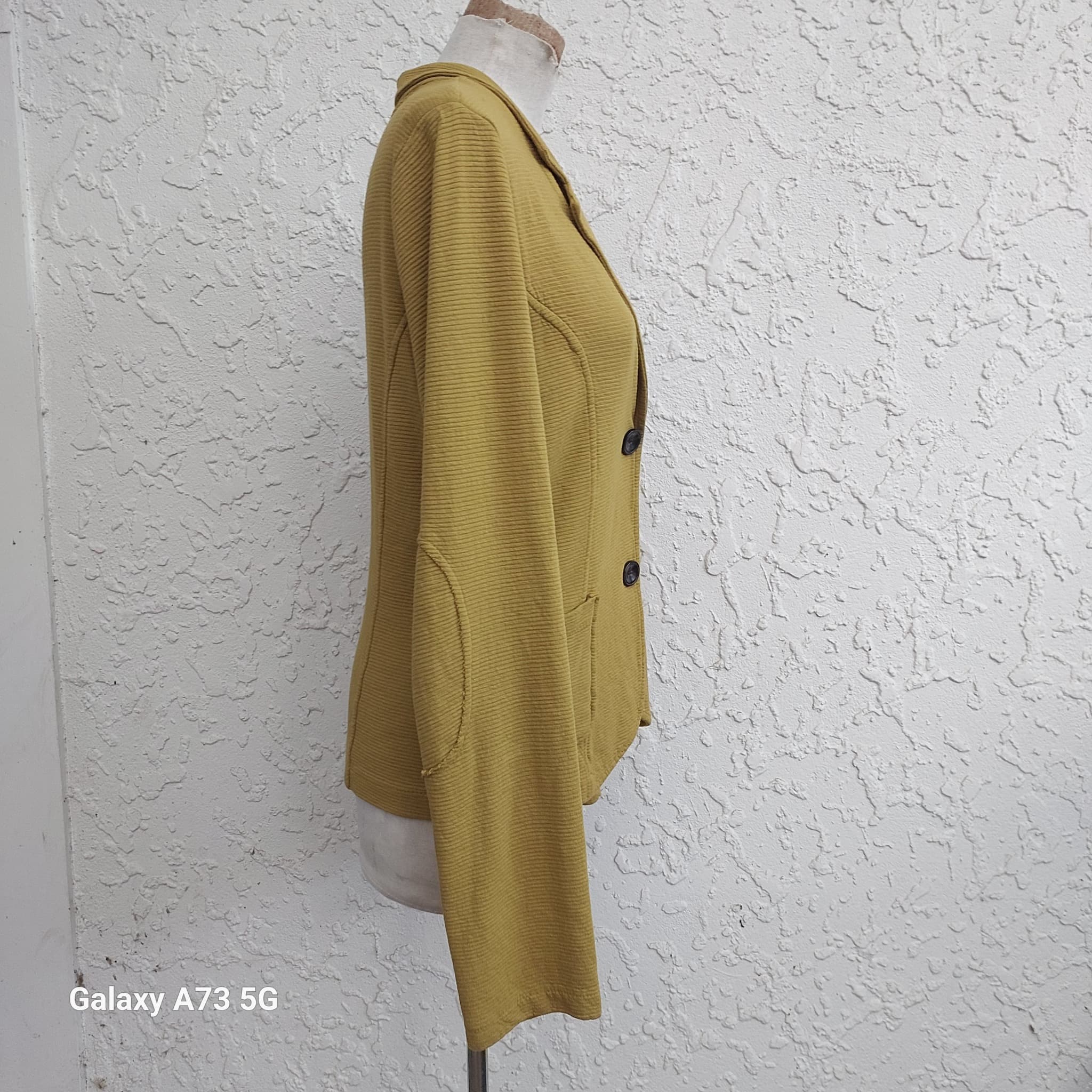 DR. BLOOM Textured Knit Blazer, Mustard Yellow, Size L/XL — photo 2 of 9
