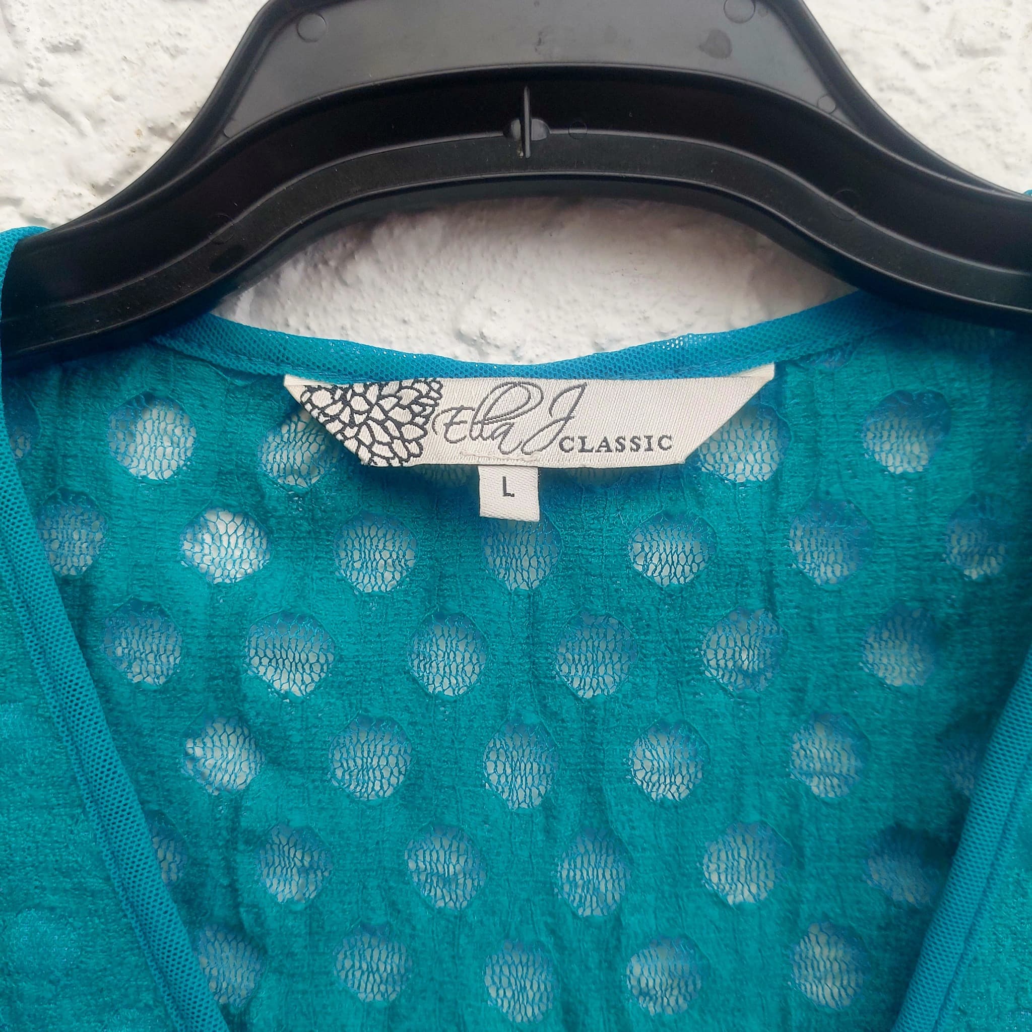 Ella J CLASSIC Lace Cardigan, Teal, Size L — photo 2 of 8