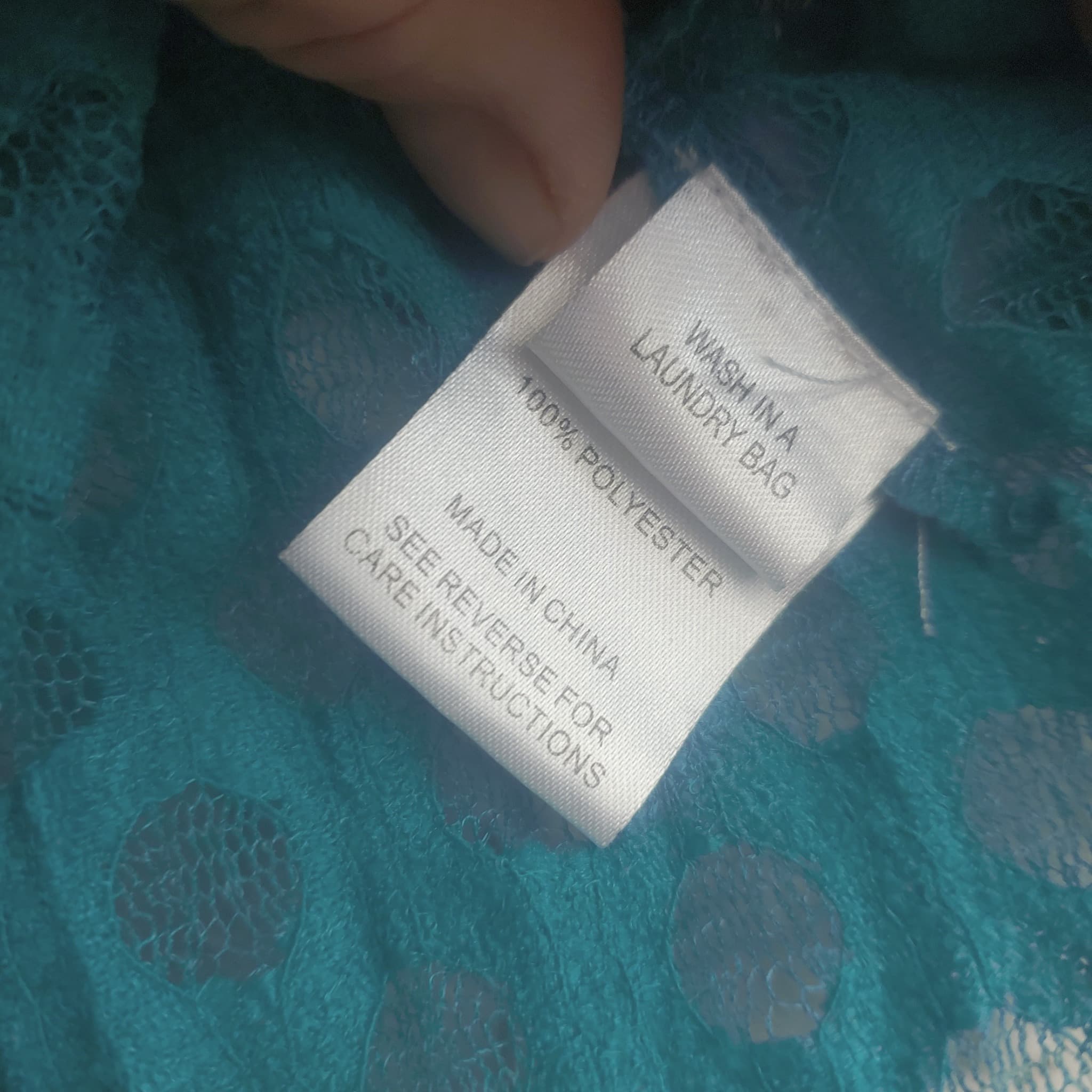 Ella J CLASSIC Lace Cardigan, Teal, Size L — photo 5 of 8