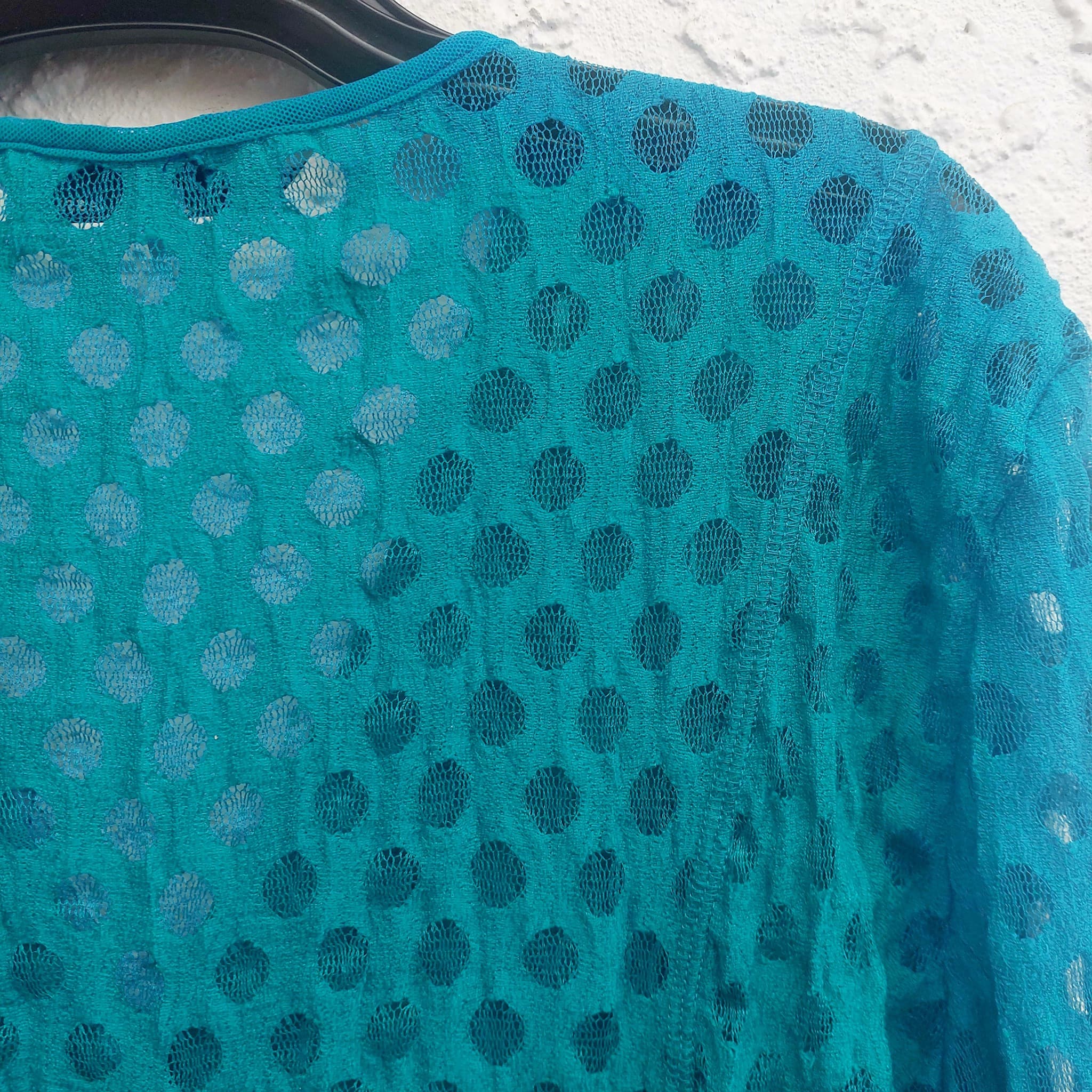 Ella J CLASSIC Lace Cardigan, Teal, Size L — photo 6 of 8