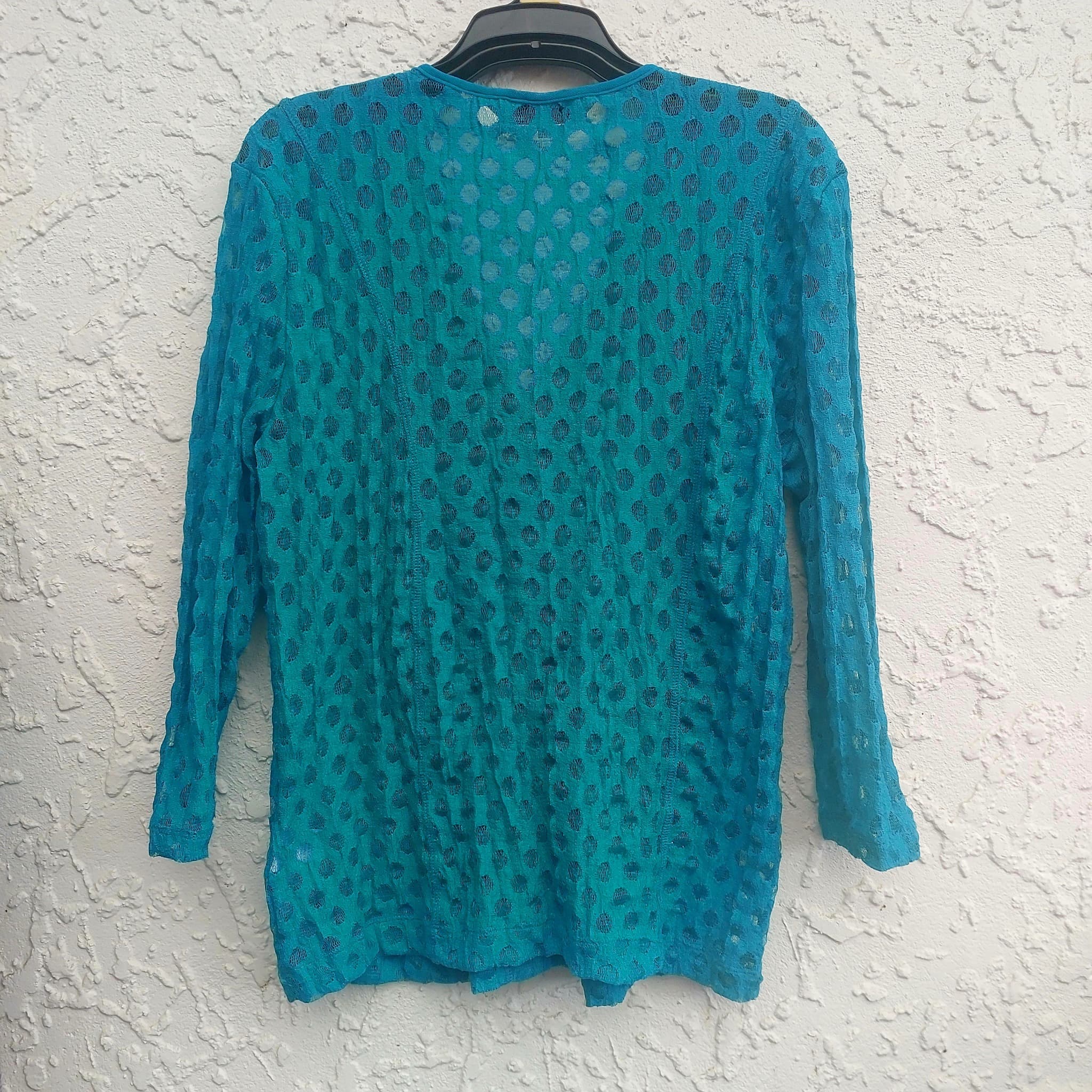 Ella J CLASSIC Lace Cardigan, Teal, Size L — photo 7 of 8