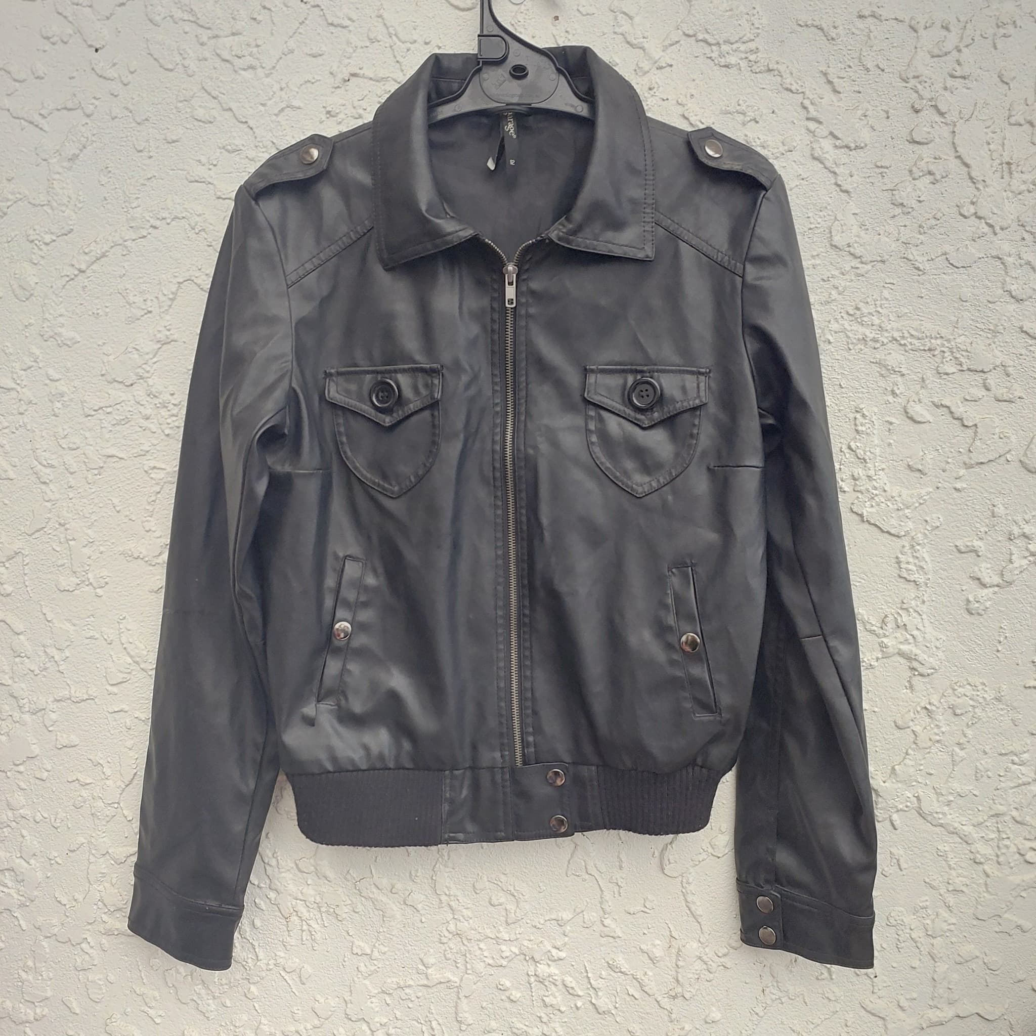 Garage Faux Leather Bomber Jacket, Black, Size 12 — photo 1 of 10