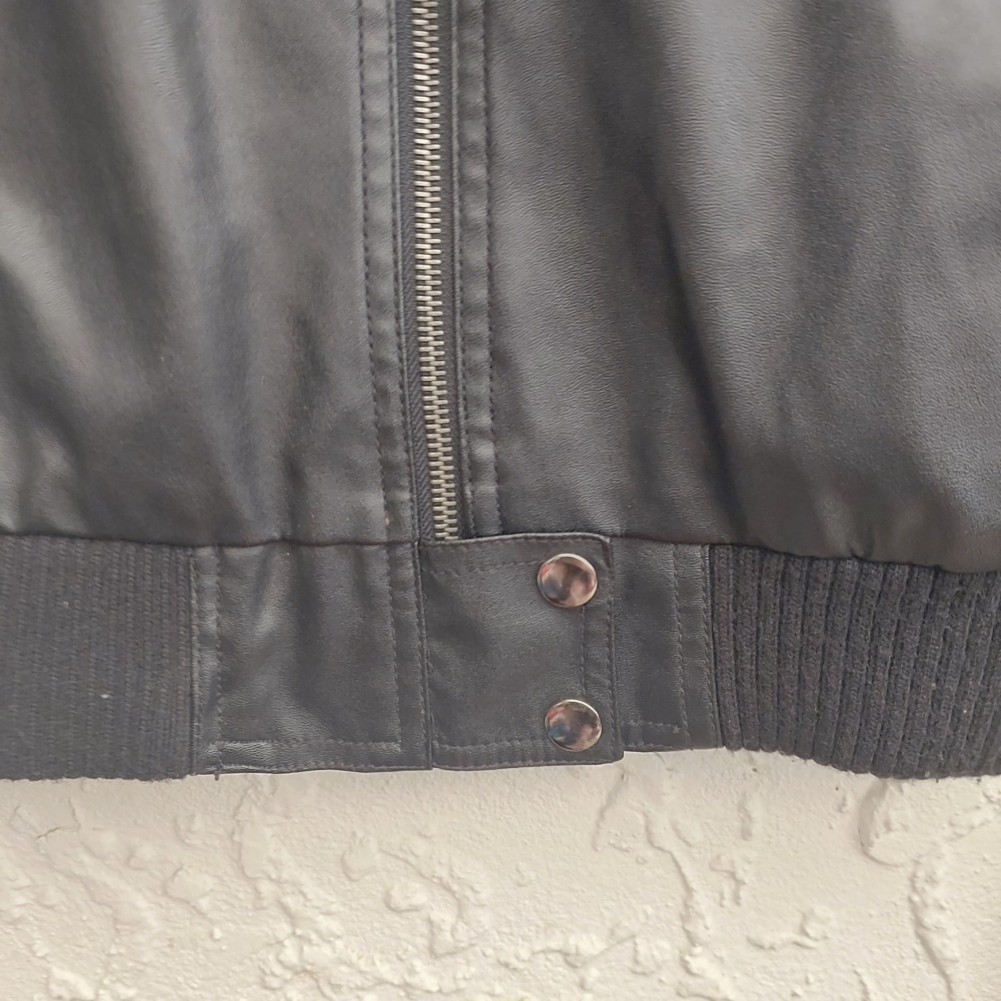 Garage Faux Leather Bomber Jacket, Black, Size 12 — photo 7 of 10