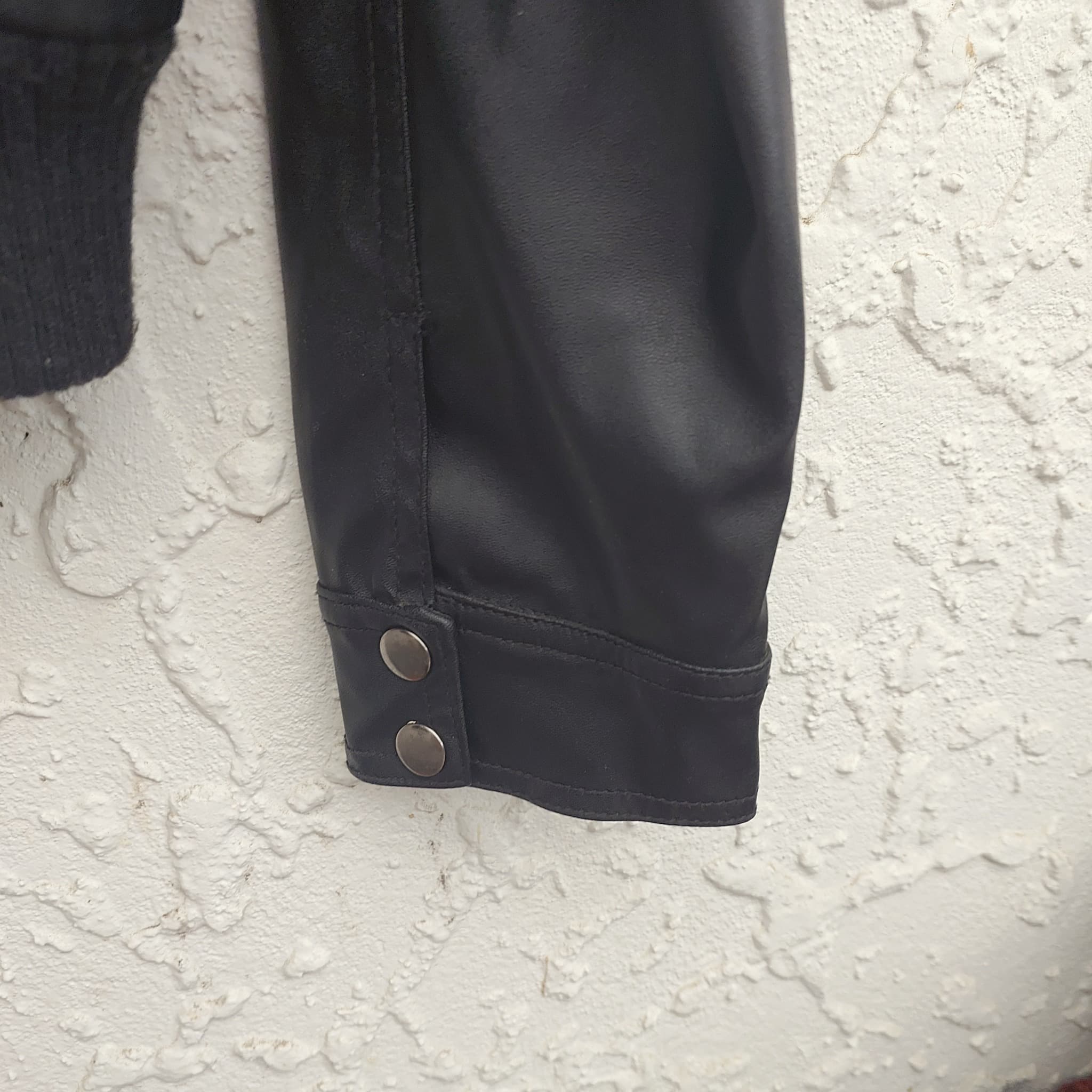 Garage Faux Leather Bomber Jacket, Black, Size 12 — photo 8 of 10