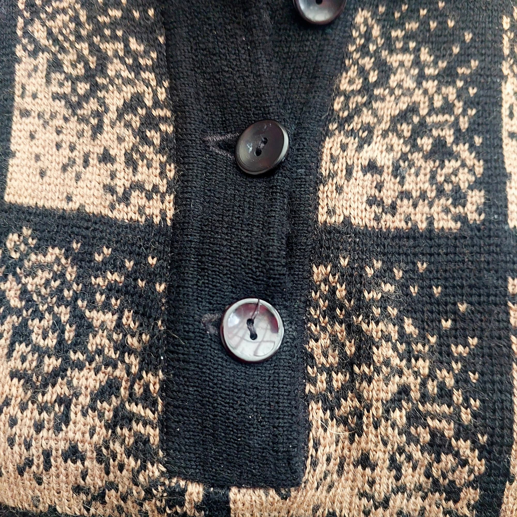 Glengyle Wool Polo Sweater, Black and Tan Checkered, Size 12 — photo 6 of 9