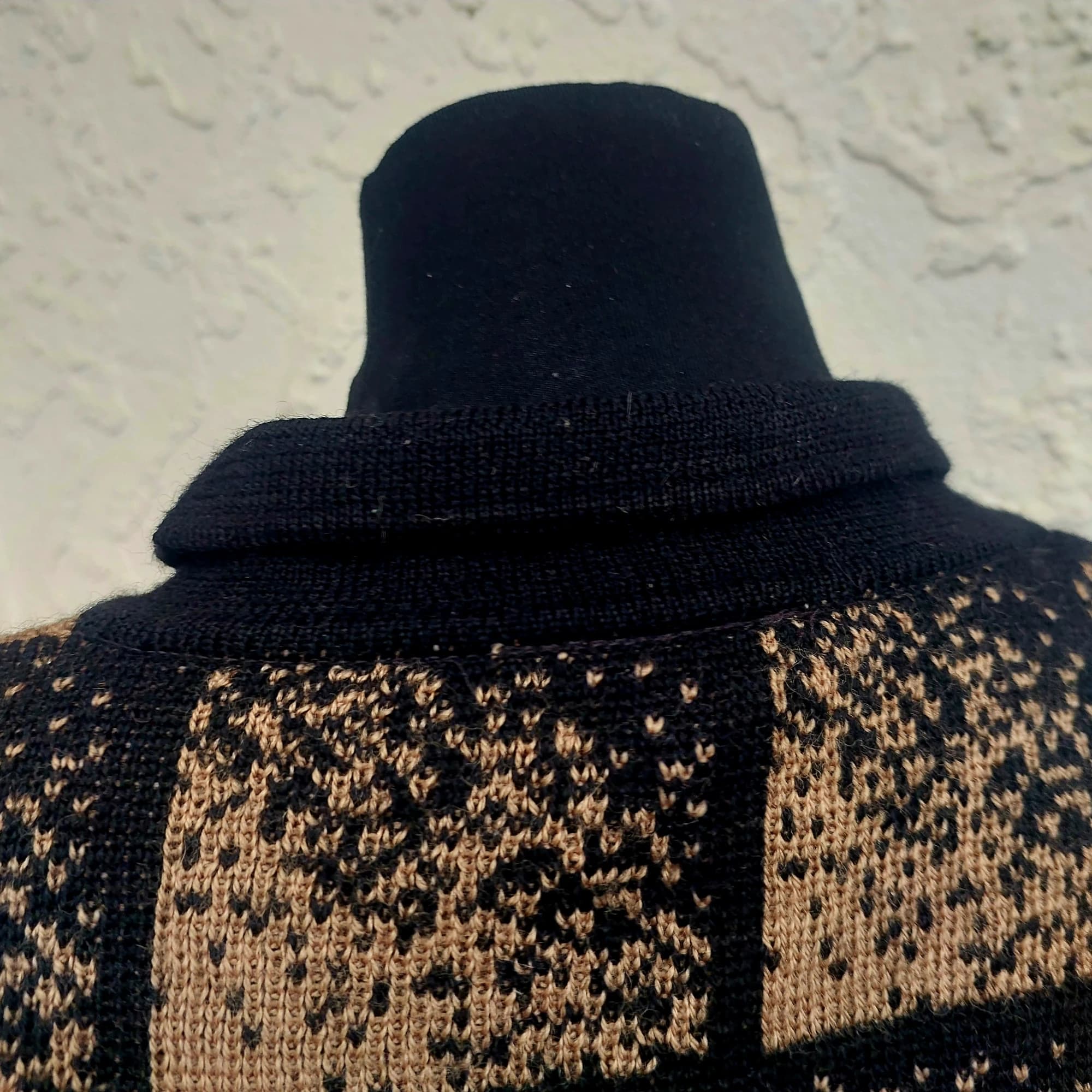 Glengyle Wool Polo Sweater, Black and Tan Checkered, Size 12 — photo 7 of 9