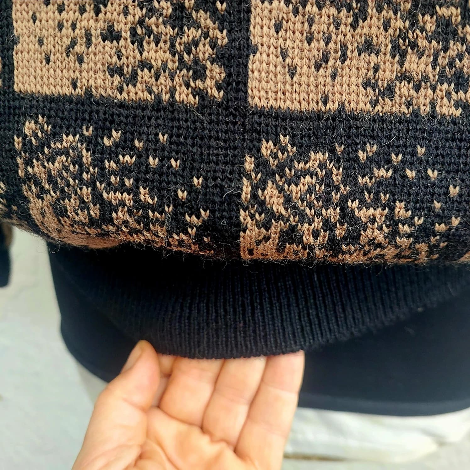 Glengyle Wool Polo Sweater, Black and Tan Checkered, Size 12 — photo 9 of 9