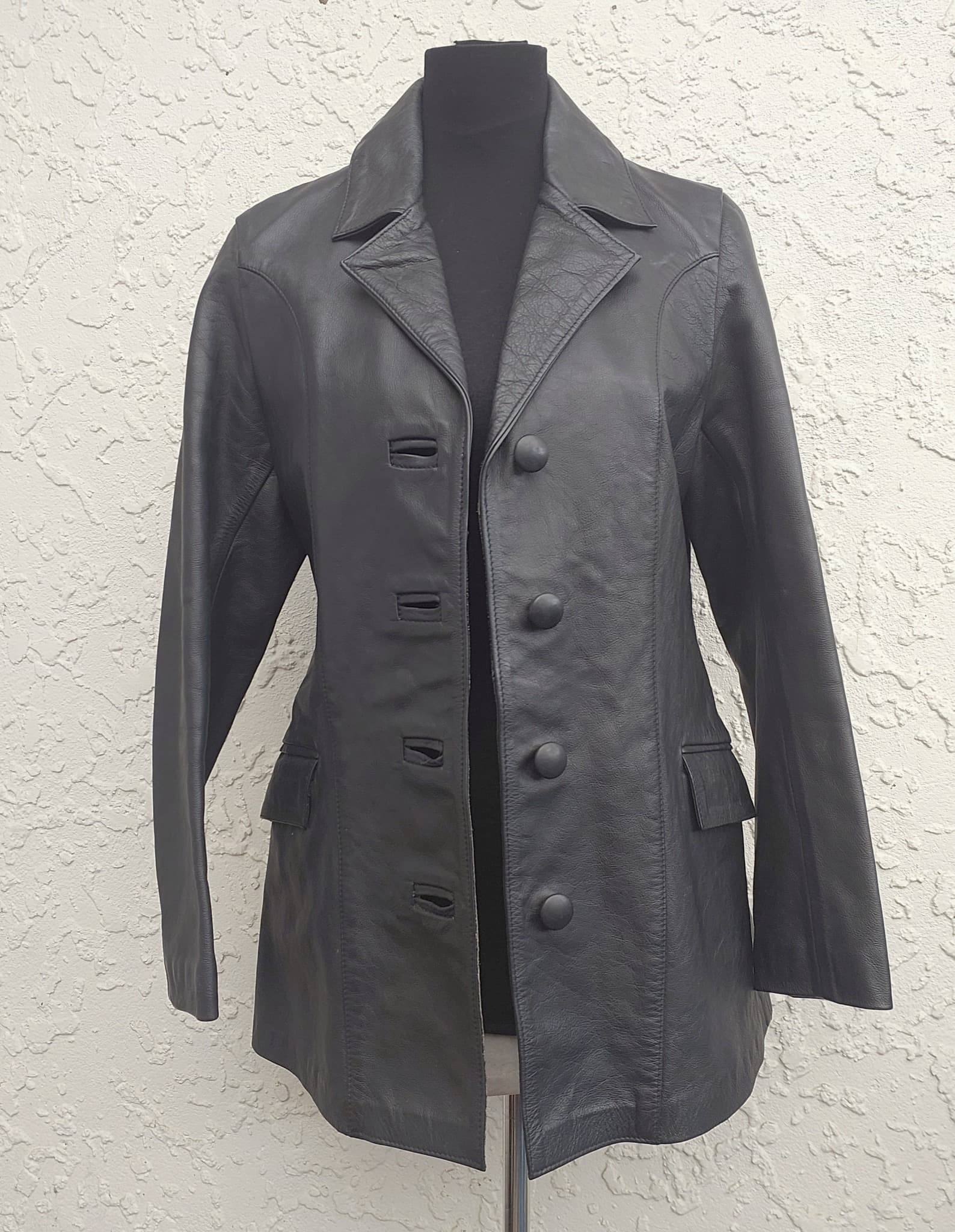 Hawk Bay Vintage Leather Blazer Jacket Black Size 10 — photo 1 of 10