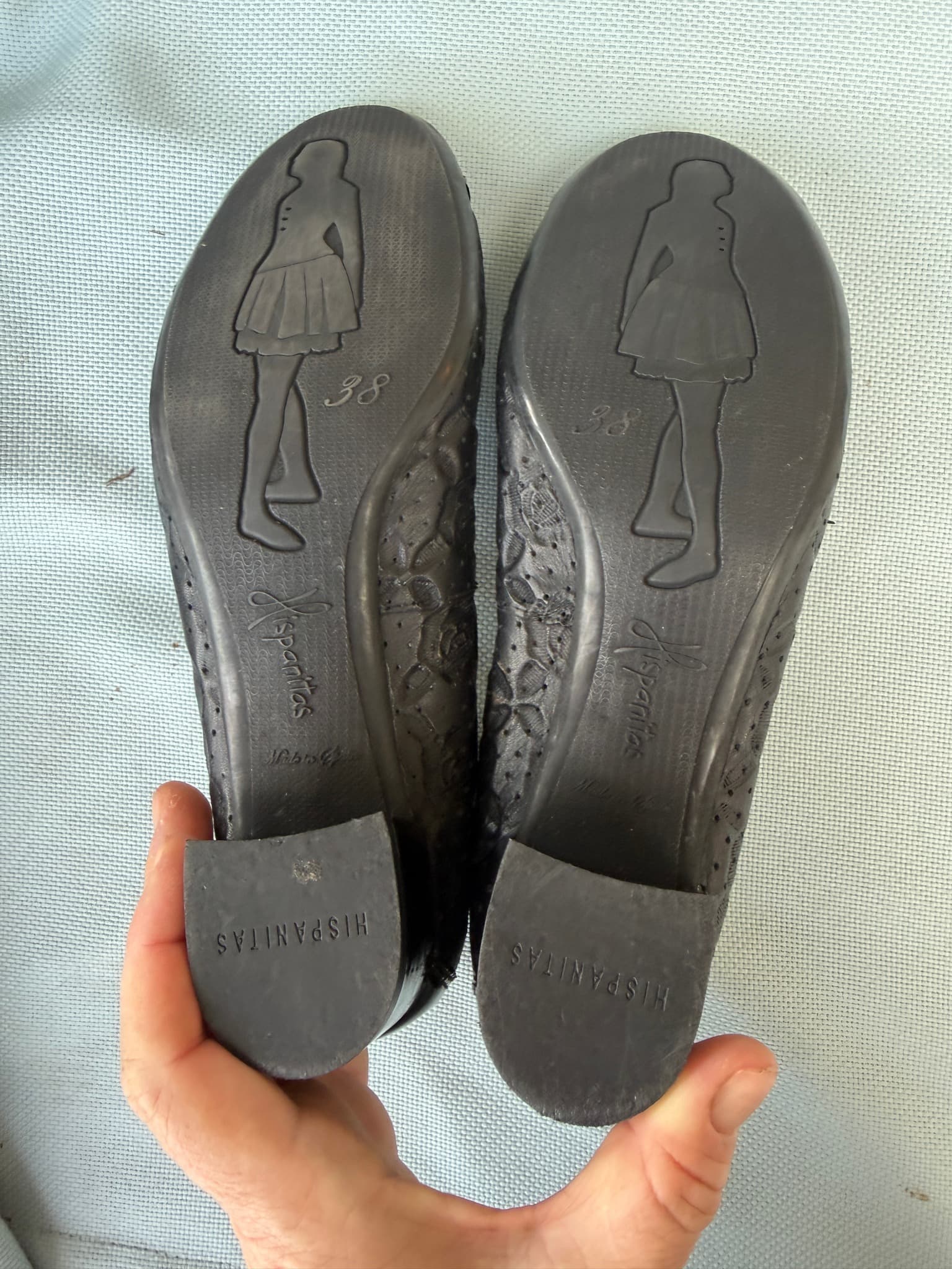 HISPANITAS Leather Ballet Flats, Black, Perforated with Patent Cap Toe — photo 10 of 10