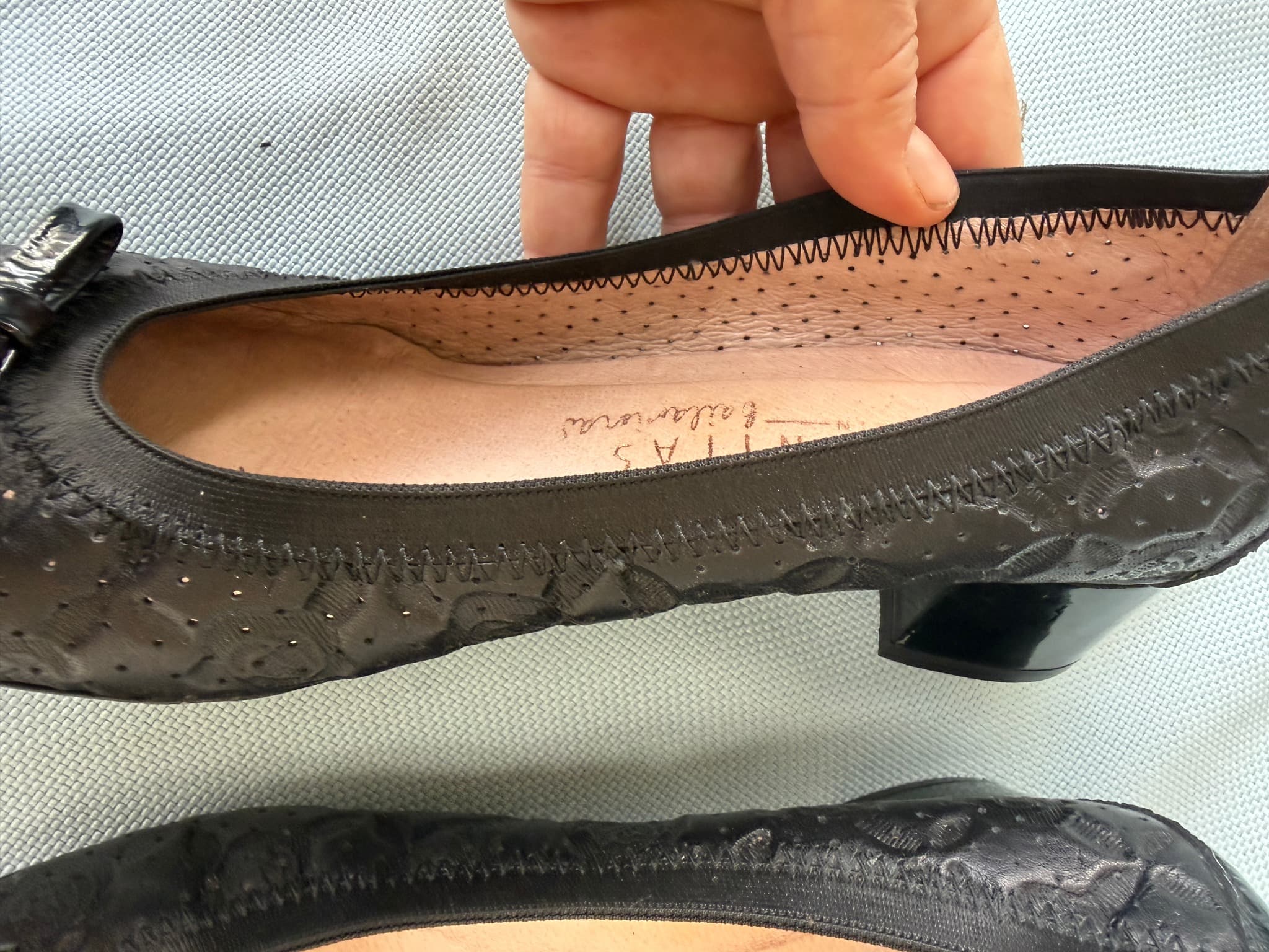 HISPANITAS Leather Ballet Flats, Black, Perforated with Patent Cap Toe — photo 6 of 10