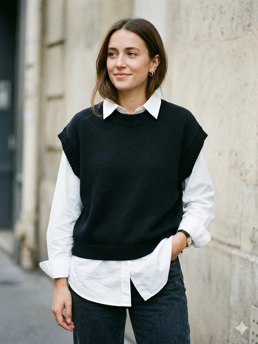 HUMIDITY Sleeveless Knit Sweater Vest, Black, Size XS — photo 1 of 10