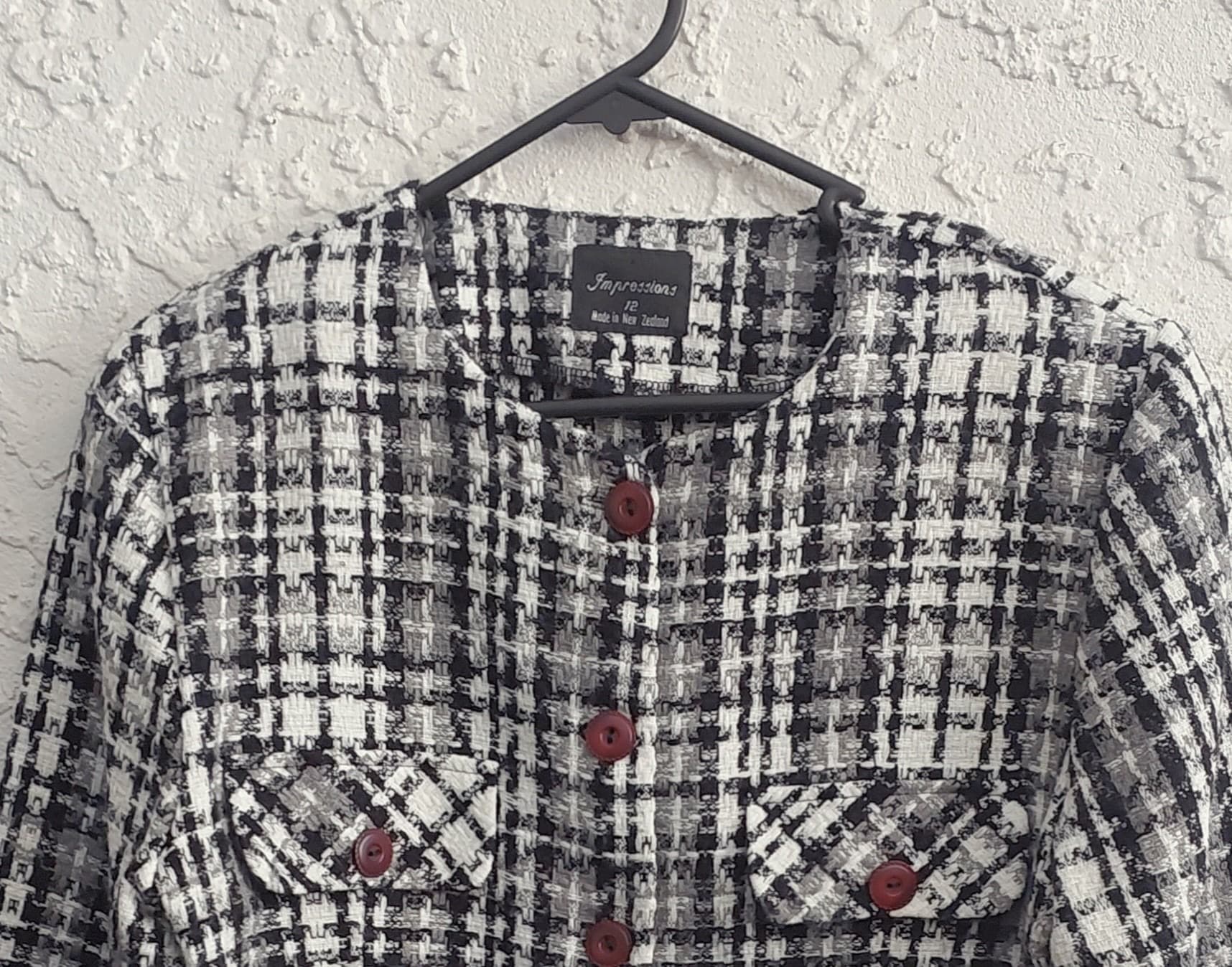 Impressions Tweed Jacket, Black and White, Size 12 — photo 6 of 9