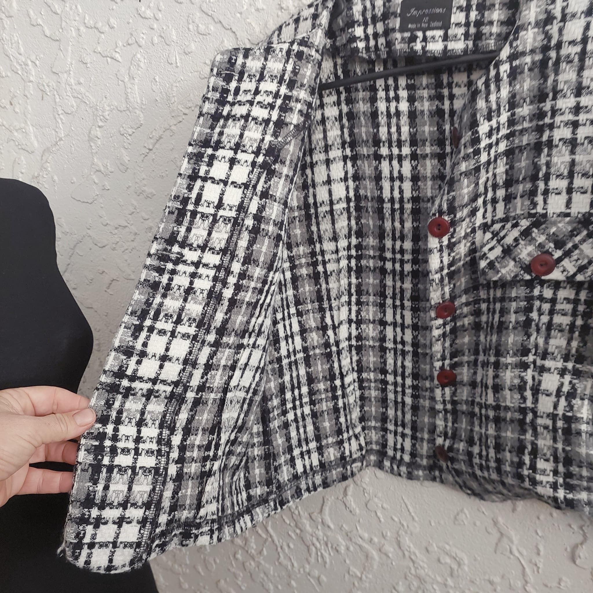 Impressions Tweed Jacket, Black and White, Size 12 — photo 7 of 9