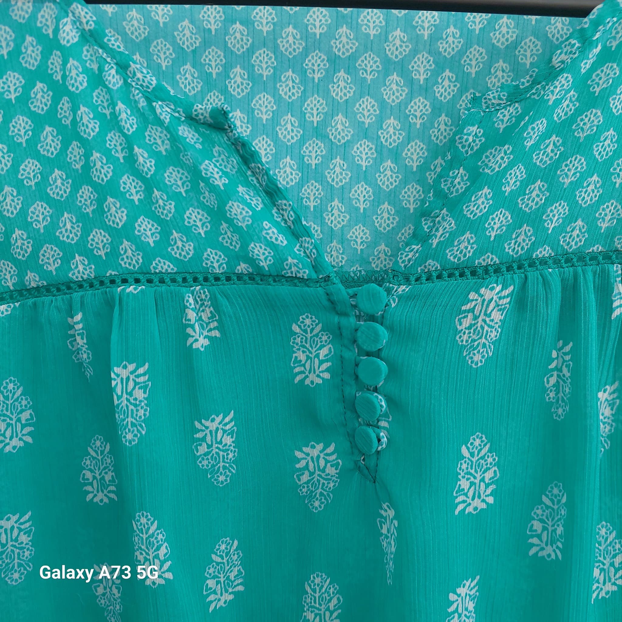 Just Jeans Chiffon Blouse, Green Printed, Size 12 — photo 4 of 9