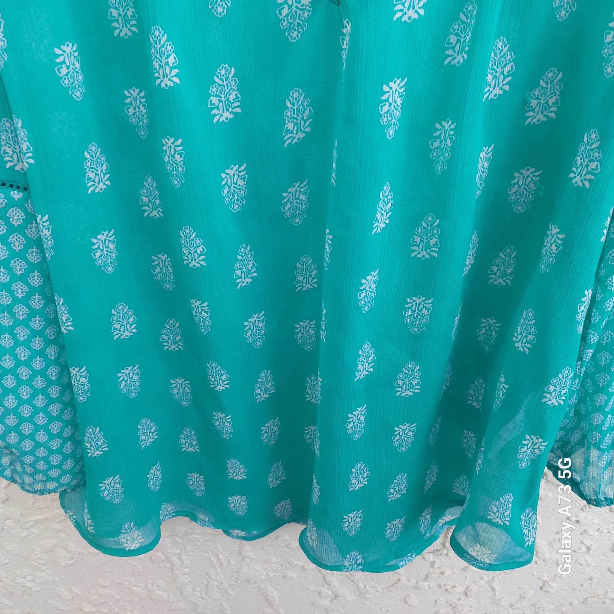 Just Jeans Chiffon Blouse, Green Printed, Size 12 — photo 5 of 9
