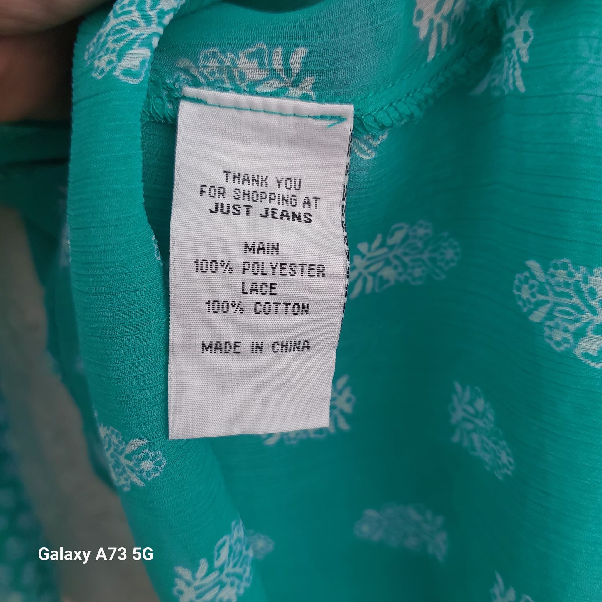 Just Jeans Chiffon Blouse, Green Printed, Size 12 — photo 7 of 9