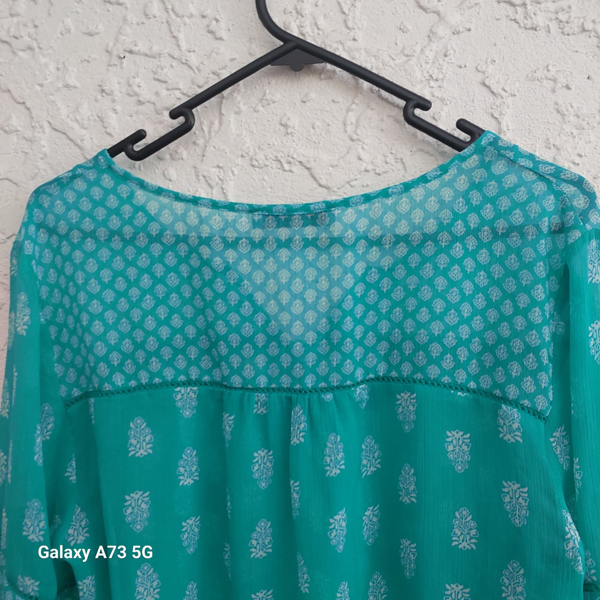 Just Jeans Chiffon Blouse, Green Printed, Size 12 — photo 8 of 9