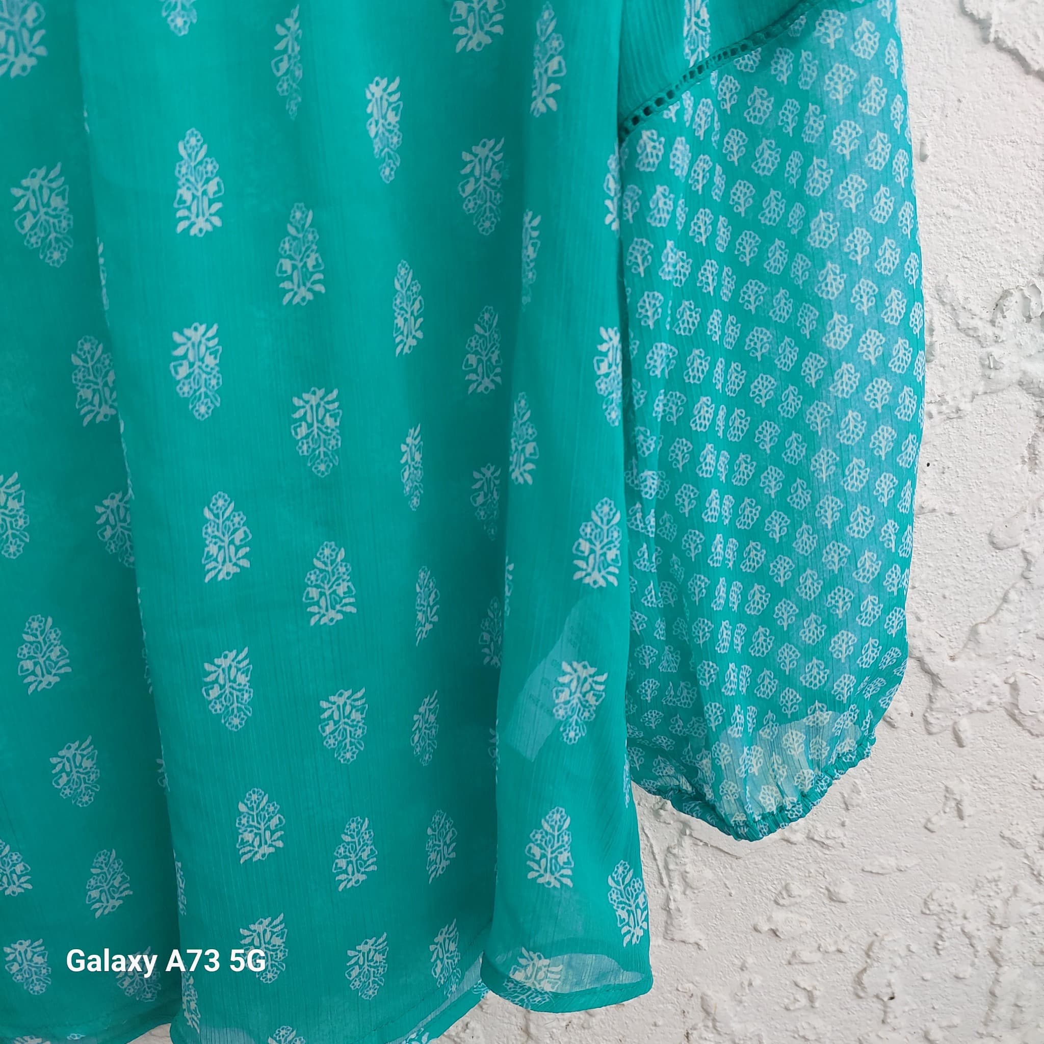 Just Jeans Chiffon Blouse, Green Printed, Size 12 — photo 9 of 9