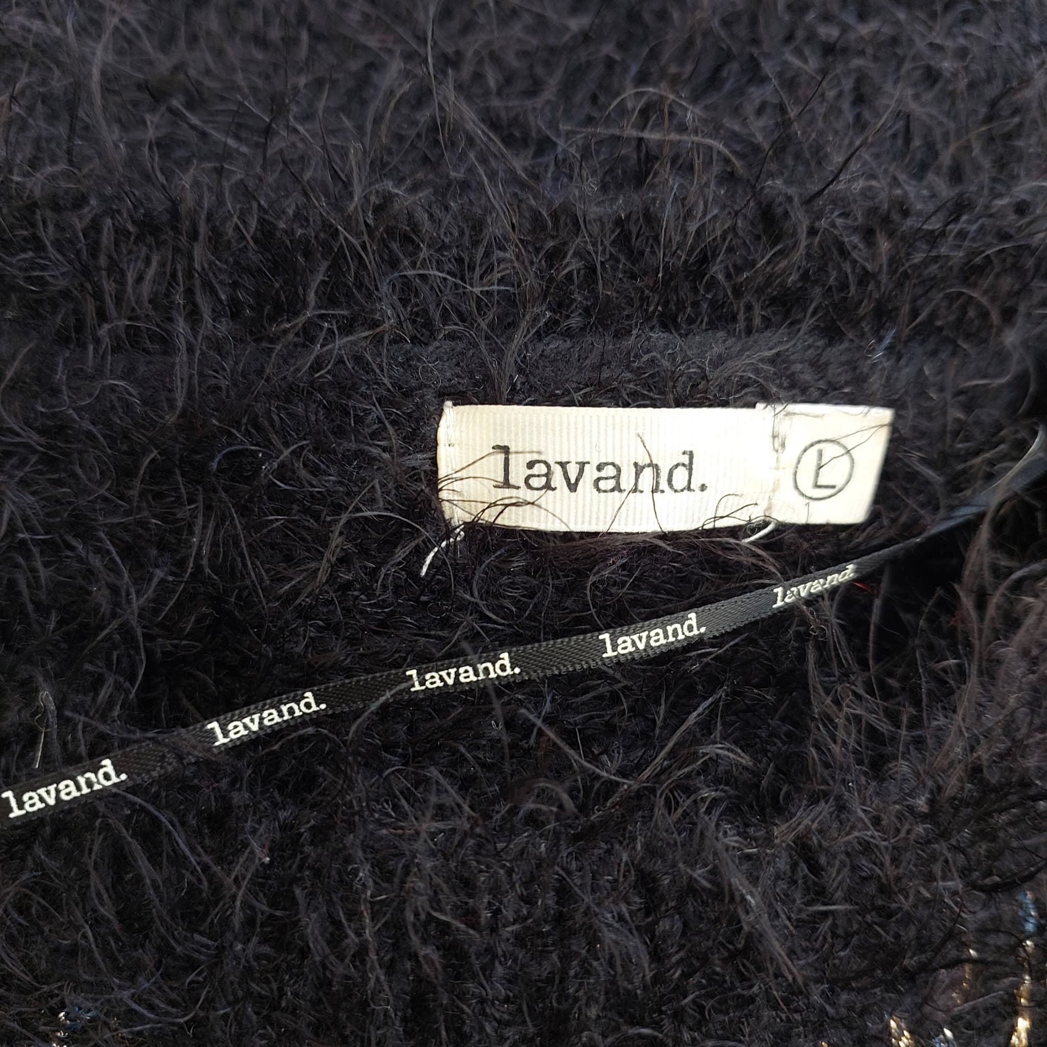 Lavand Fuzzy Knit Sweater Black and Gold Metallic Size L — photo 2 of 9
