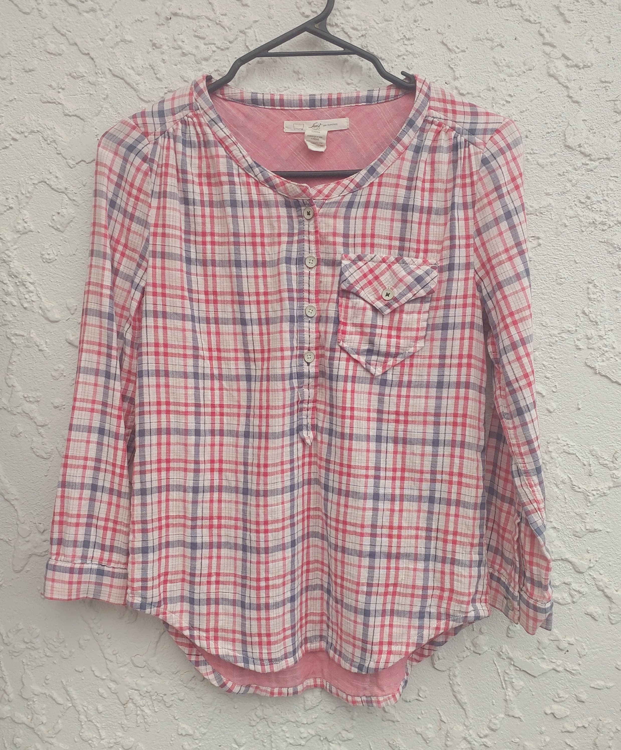 Levi's Plaid Long Sleeve Button-Down Shirt, Red White, Size XS — photo 1 of 9