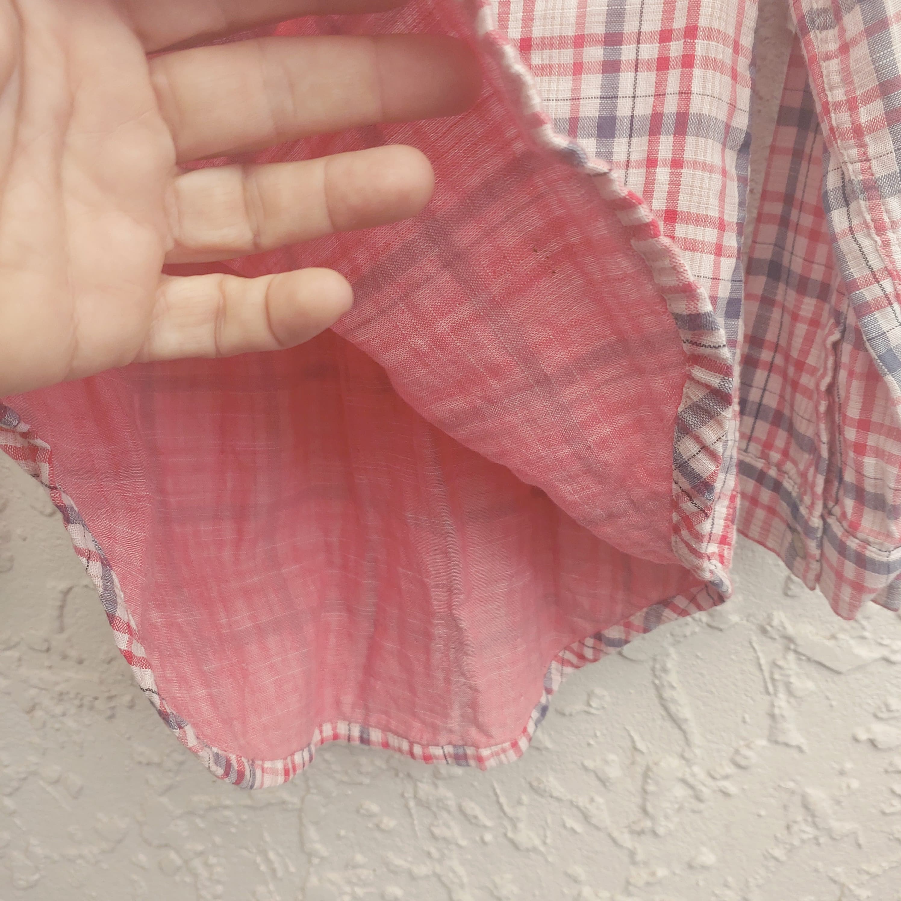Levi's Plaid Long Sleeve Button-Down Shirt, Red White, Size XS — photo 7 of 9