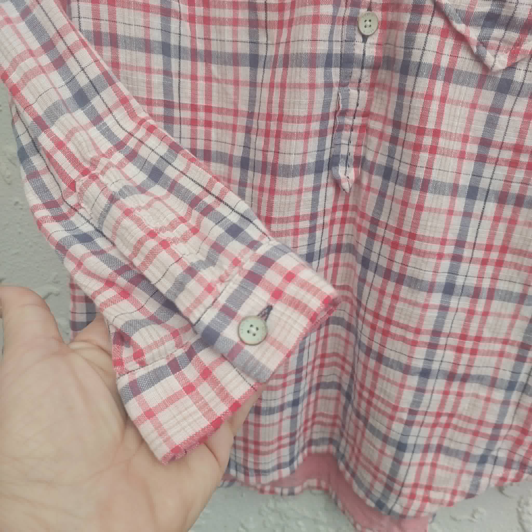 Levi's Plaid Long Sleeve Button-Down Shirt, Red White, Size XS — photo 8 of 9