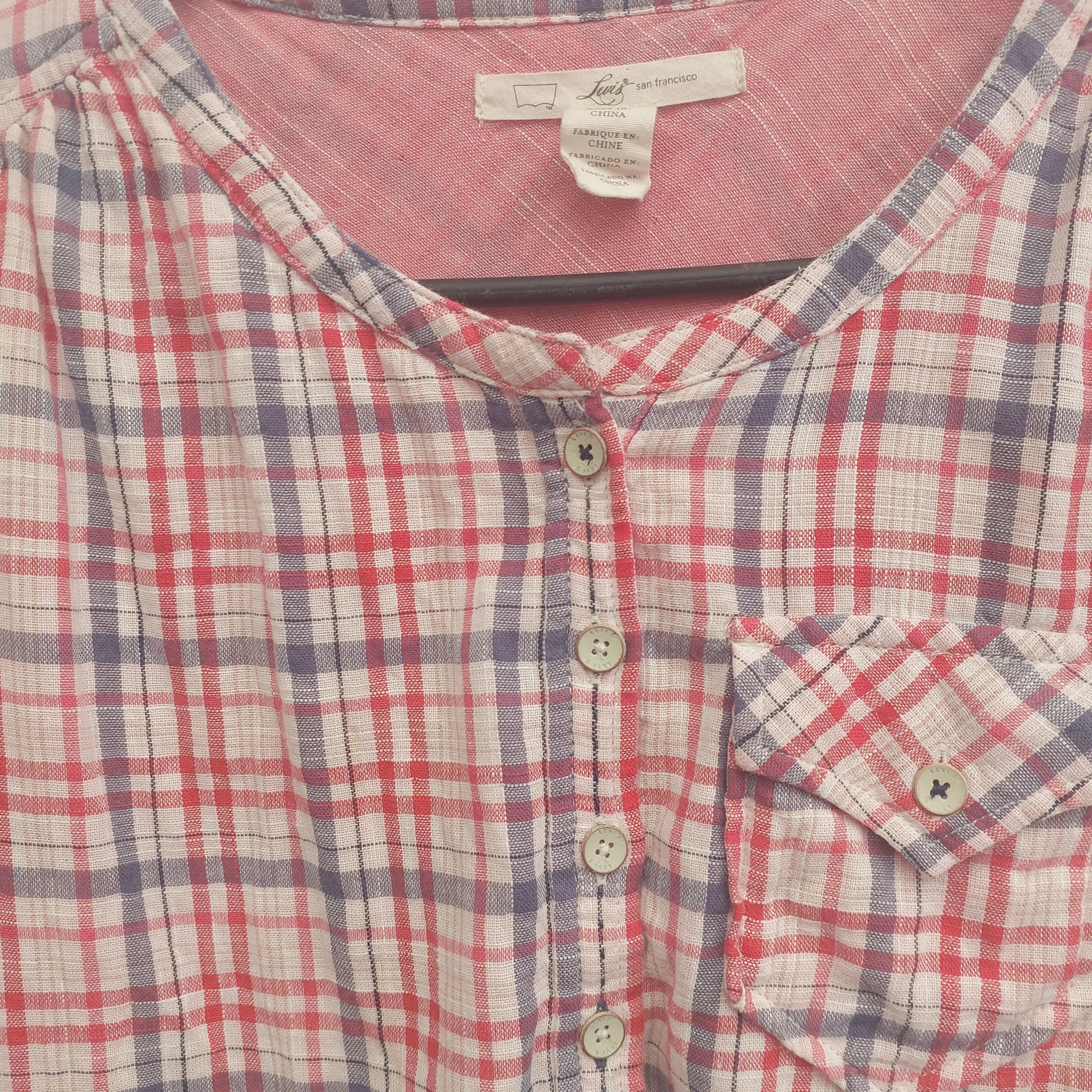 Levi's Plaid Long Sleeve Button-Down Shirt, Red White, Size XS — photo 9 of 9