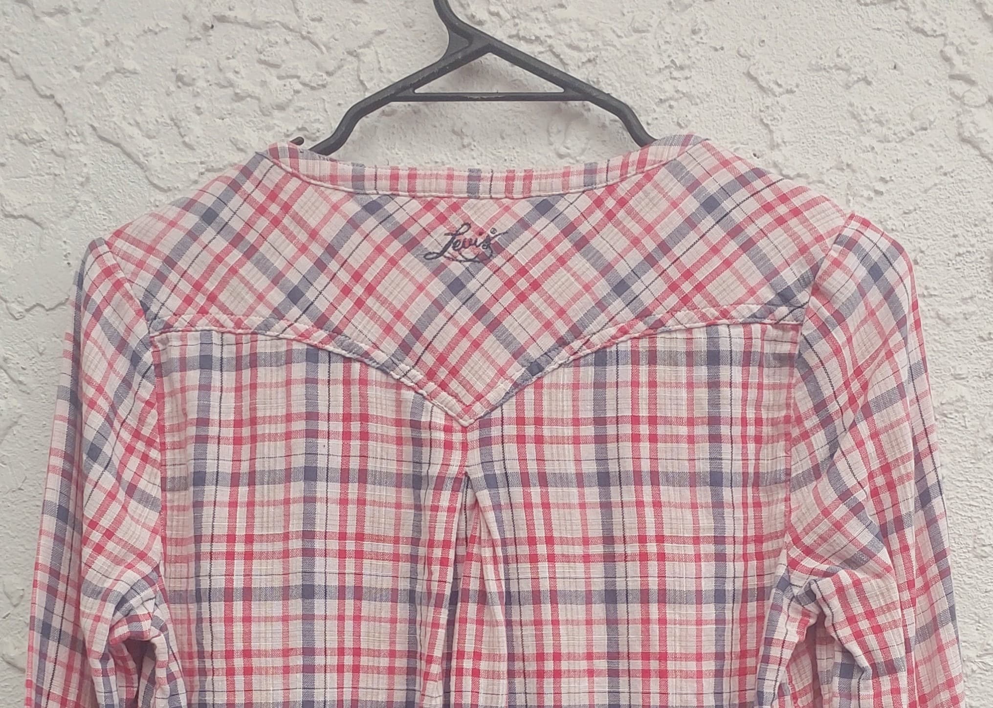 Levi's Plaid Long Sleeve Button-Down Shirt, Red White, Size XS — photo 5 of 9