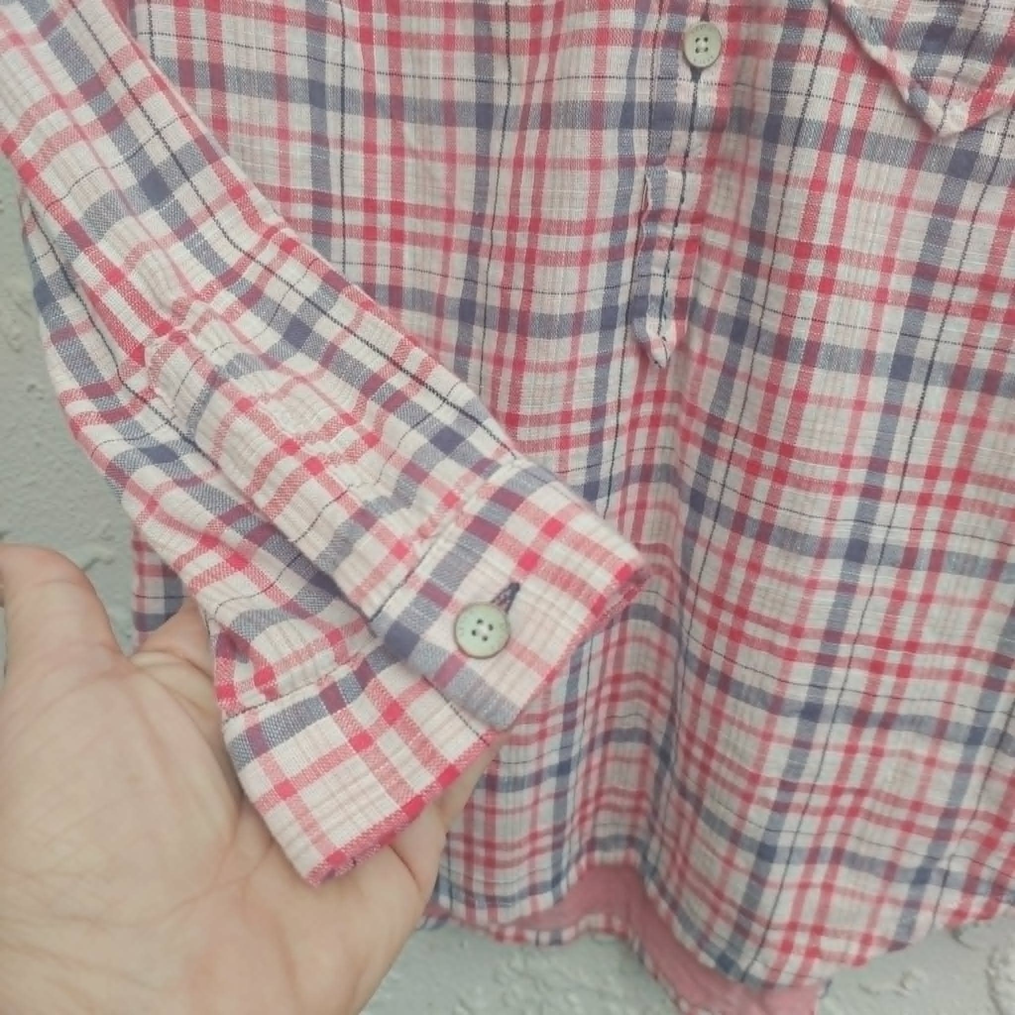Levi's Plaid Long Sleeve Button-Down Shirt, Red White, Size XS — photo 6 of 9