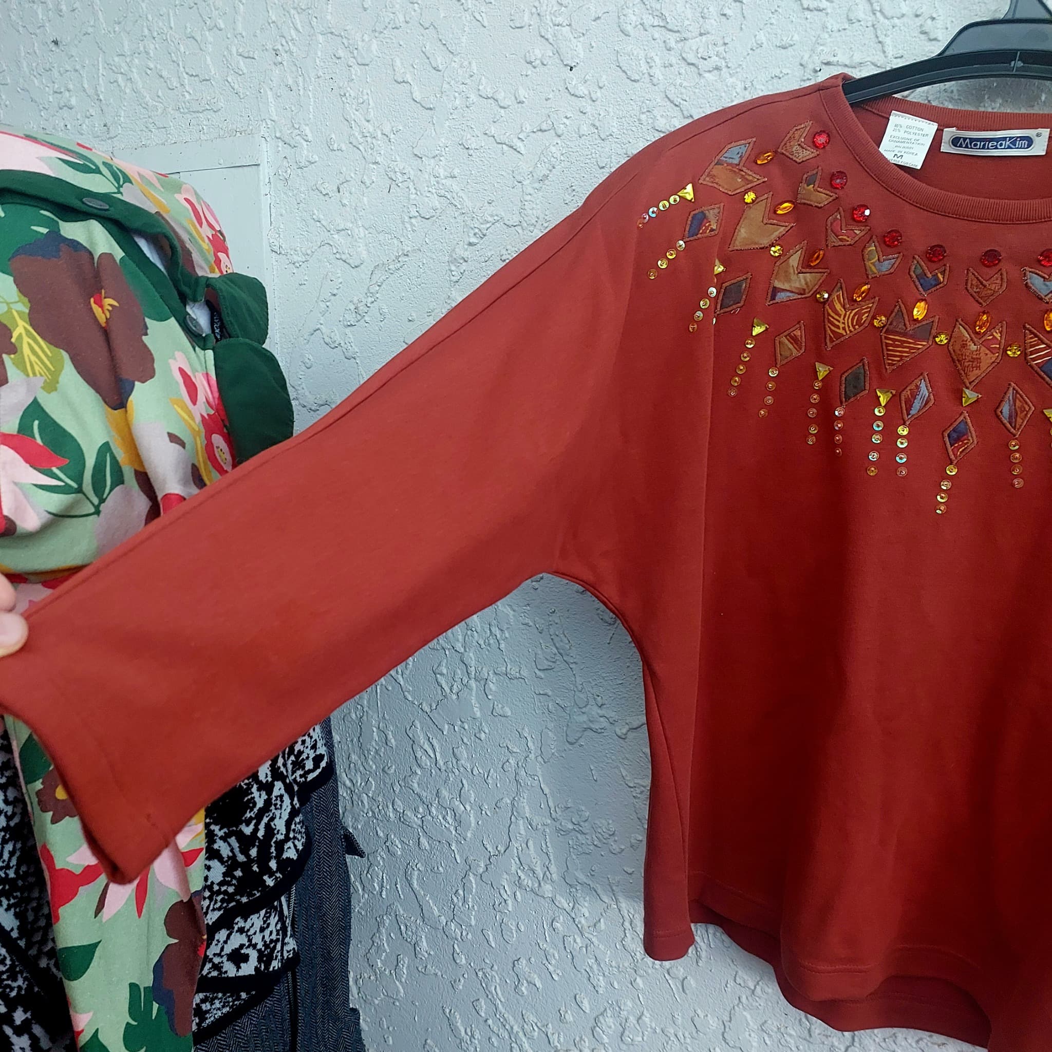 MarieaKim Embellished Sweatshirt, Rust, Size M — photo 9 of 9
