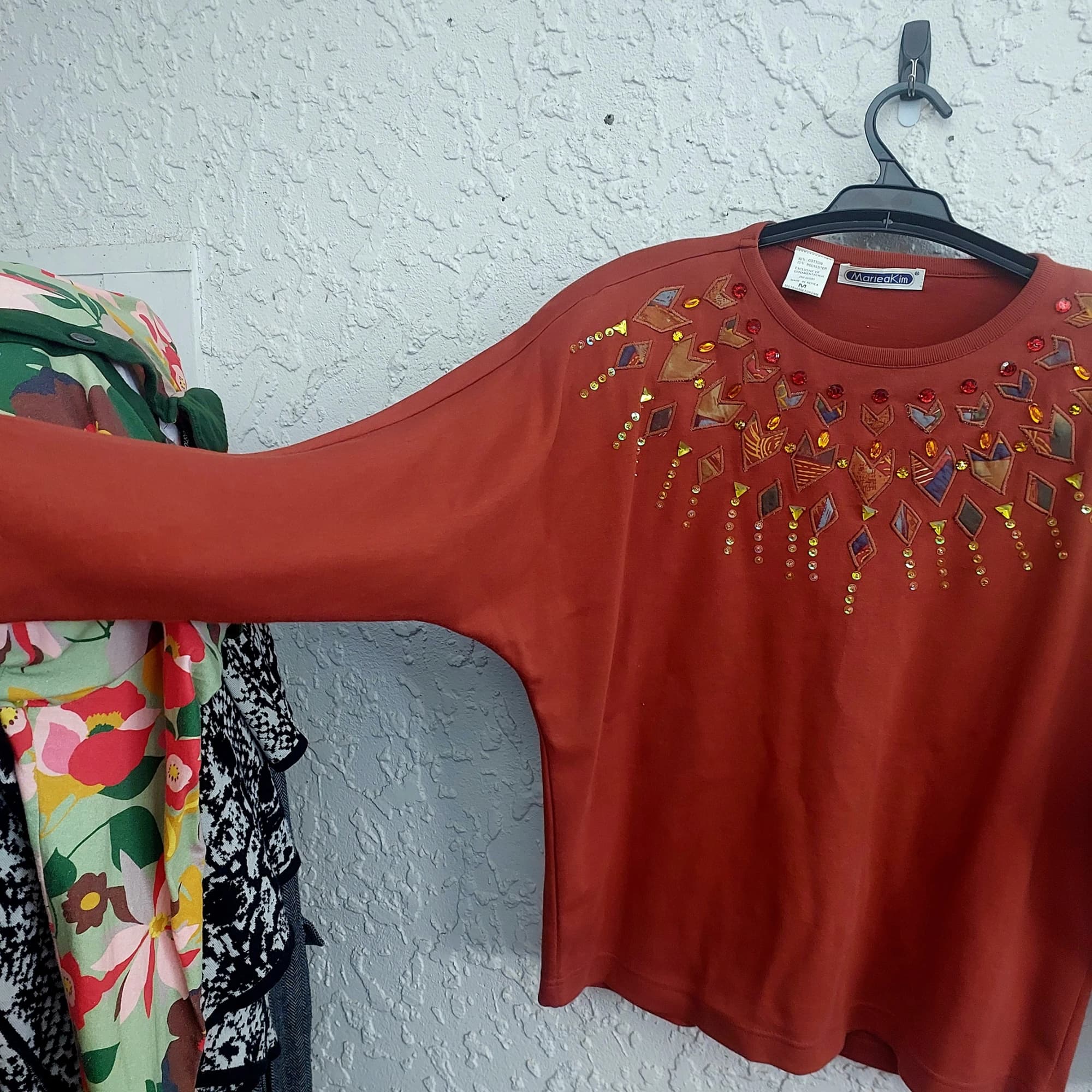 MarieaKim Embellished Sweatshirt, Rust, Size M — photo 1 of 9