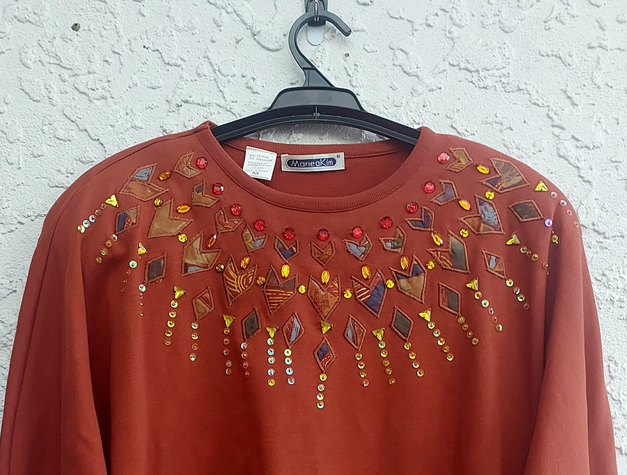 MarieaKim Embellished Sweatshirt, Rust, Size M — photo 2 of 9
