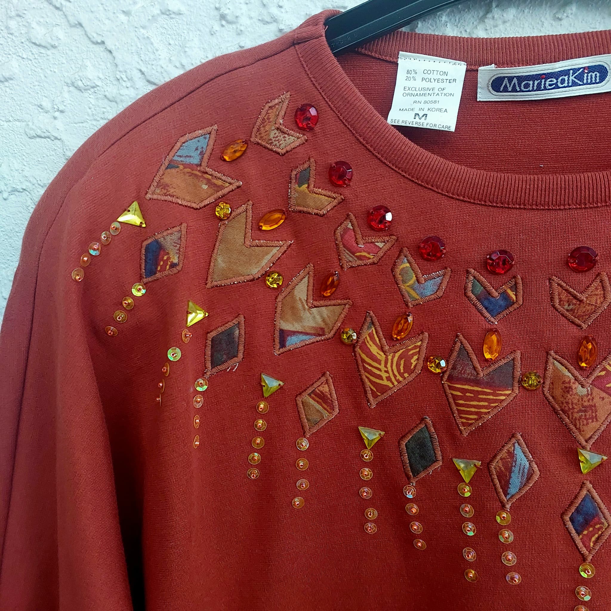 MarieaKim Embellished Sweatshirt, Rust, Size M — photo 5 of 9