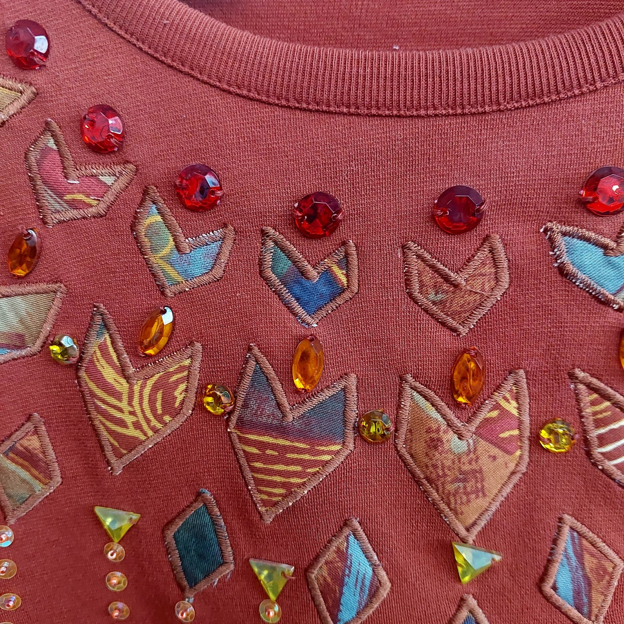 MarieaKim Embellished Sweatshirt, Rust, Size M — photo 6 of 9