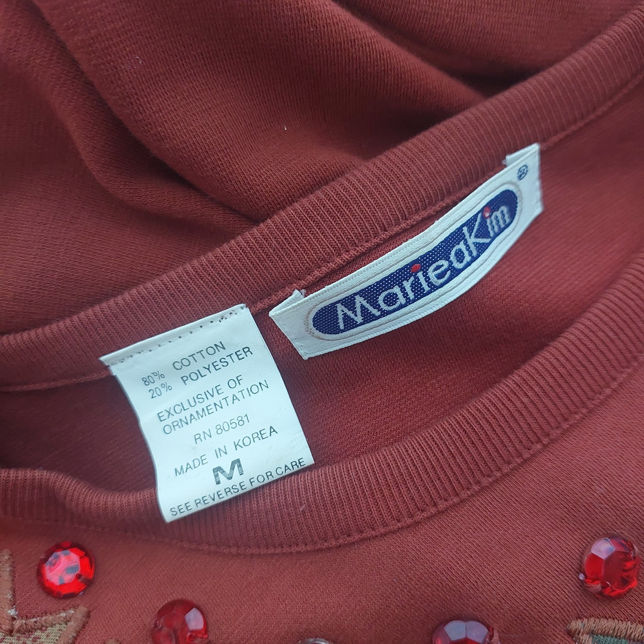 MarieaKim Embellished Sweatshirt, Rust, Size M — photo 7 of 9